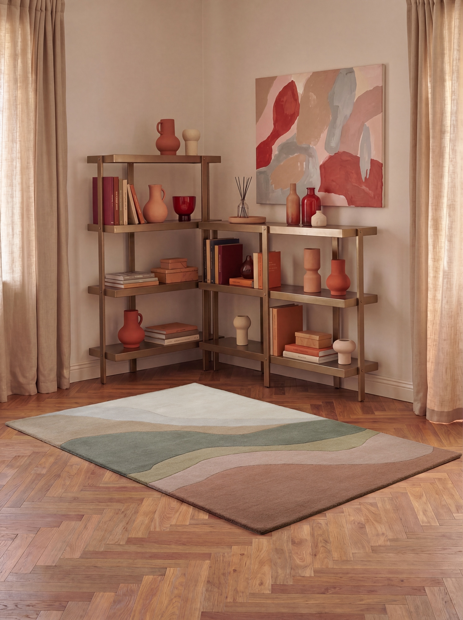 Ted Baker Wollteppich »Flood« rechteckig 17 mm Höhe Wolle, Naturteppich, Handgemacht, Wohnzimmer, Schlafzimmer, Bunt