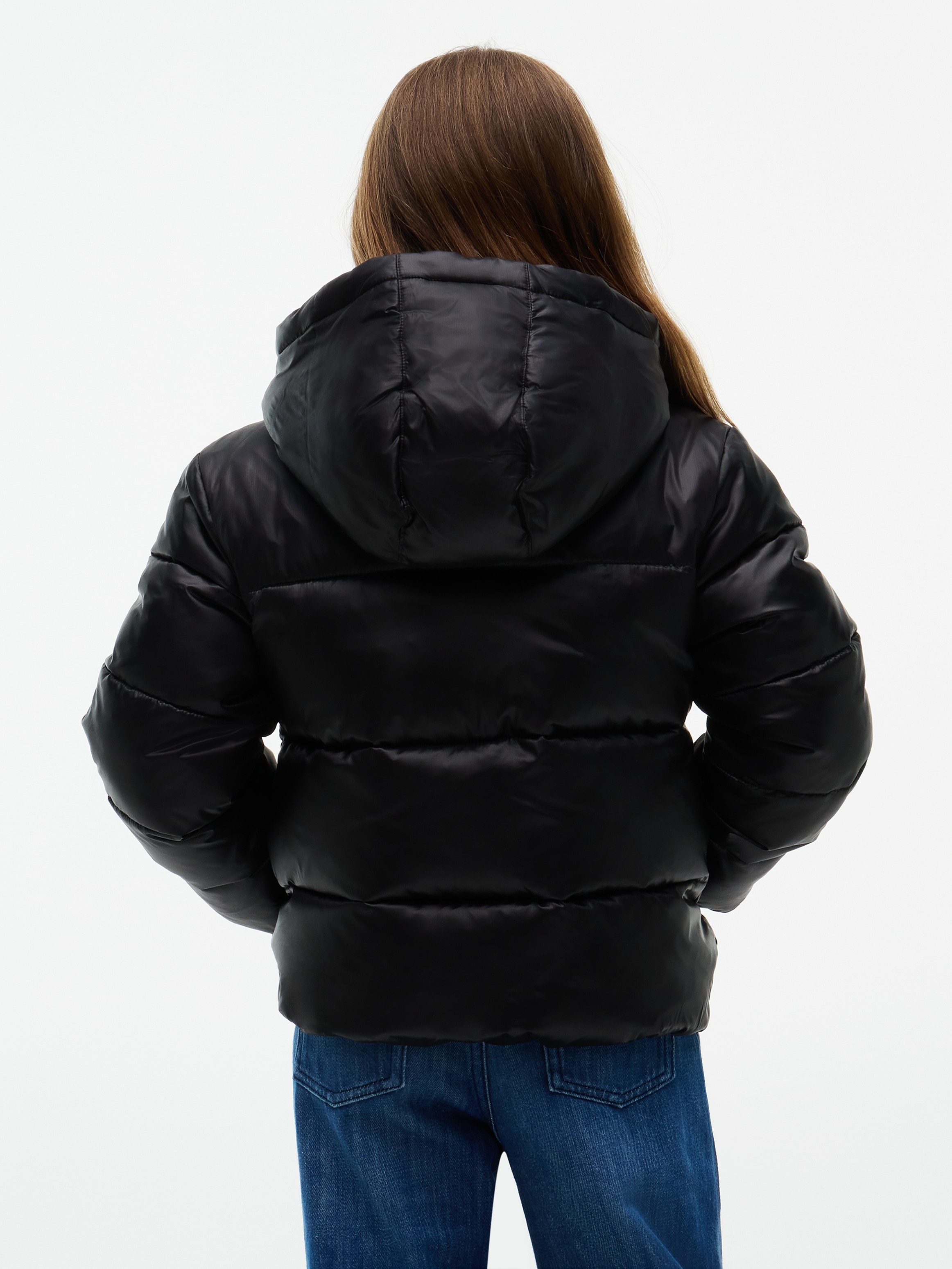 Tommy Hilfiger Steppjacke mit Kapuze mit Kapuze, Regular Fit, leicht glänzendes Material