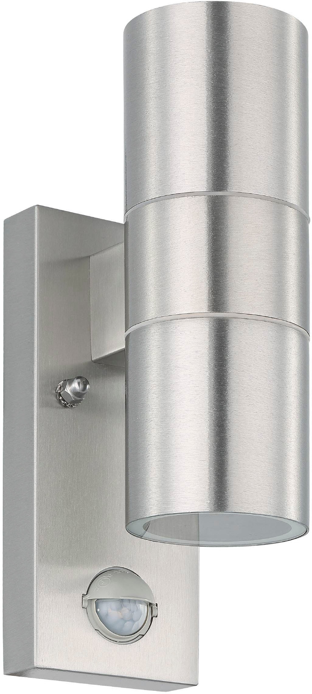 EGLO Wandleuchte »Riga 5 Außen-Wandlampe, Edelstahl und Glas, Außenleuchte, IP44 Lampe« GU10 1 Stk. Wand-/Deckenleuchte - L6,5 x H21,5 x AL11cm - edelstahl - 2X2,8W inkl.