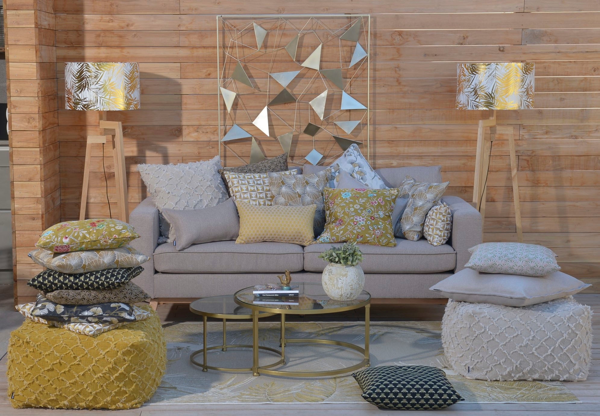 H.O.C.K. Dekokissen »Caja« mit Pflanzenblättern, Kissenhülle mit Füllung, 1 Stück