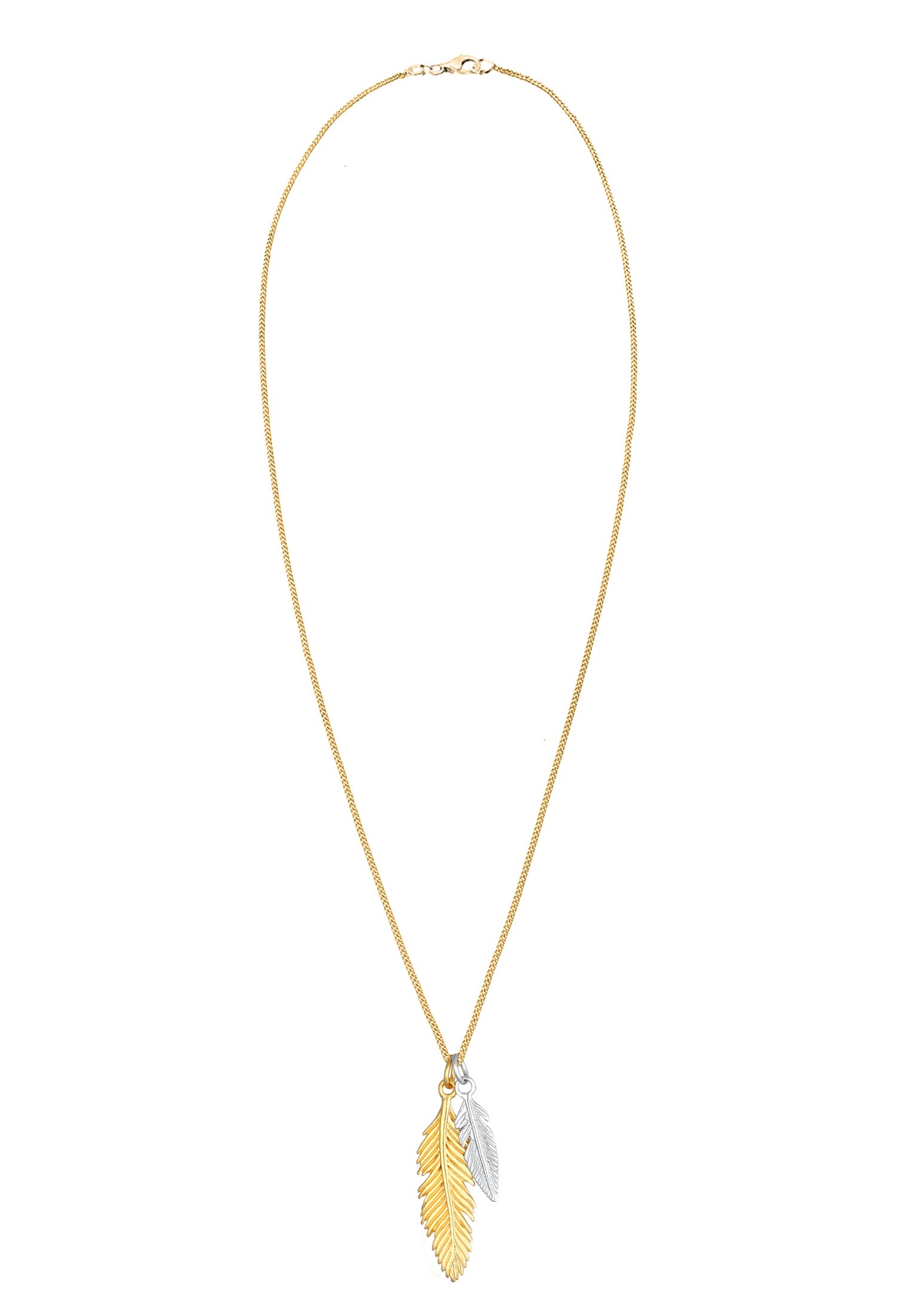 Elli Kette mit Anhänger »Halskette Feder Bi-Color Boho 925 Silber«