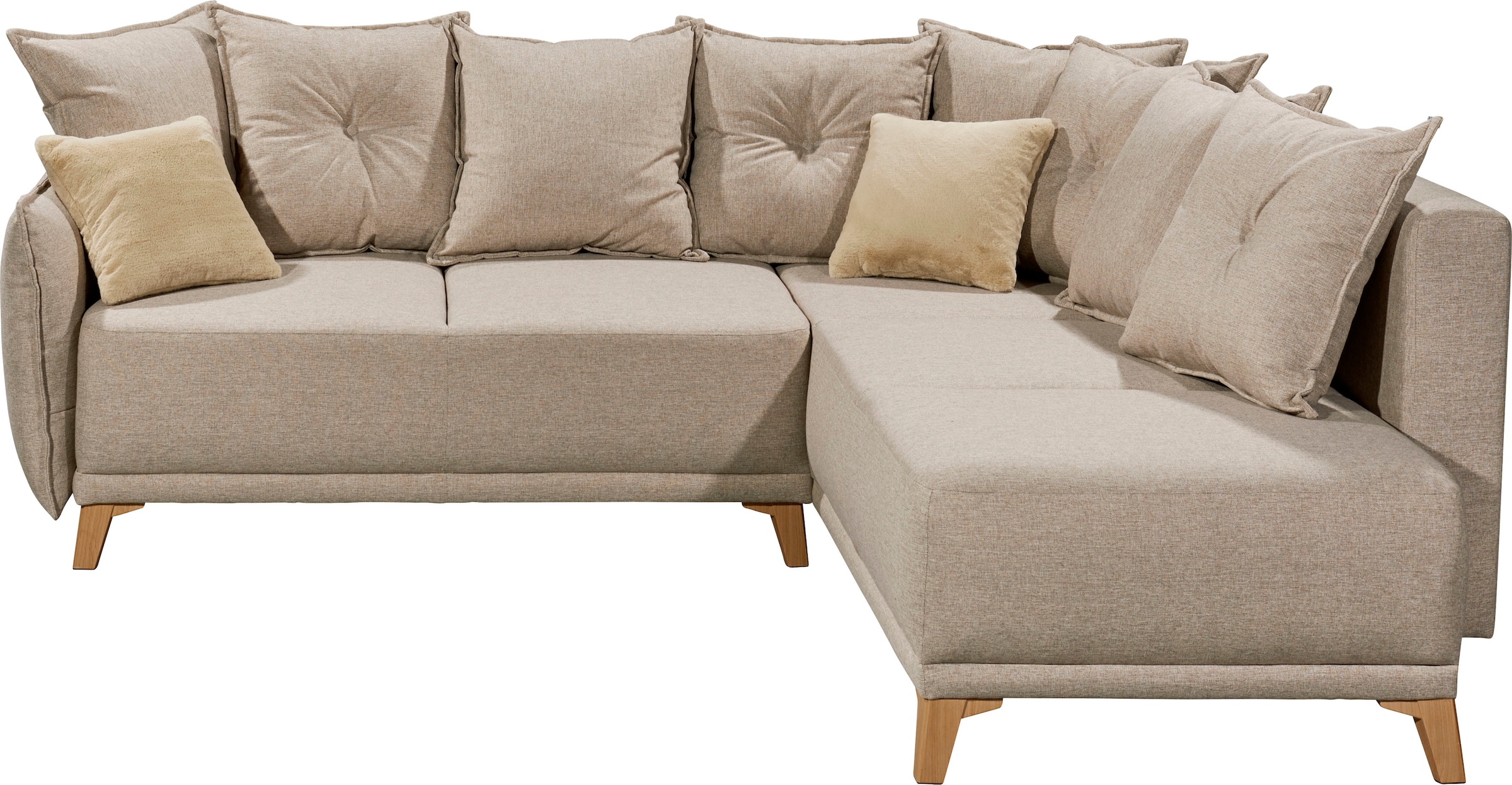 ED EXCITING DESIGN Ecksofa »Pamplona L-Form«, mit Bettfunktion, Bettkasten, Rücken- und Zierkissen, frei im Raum