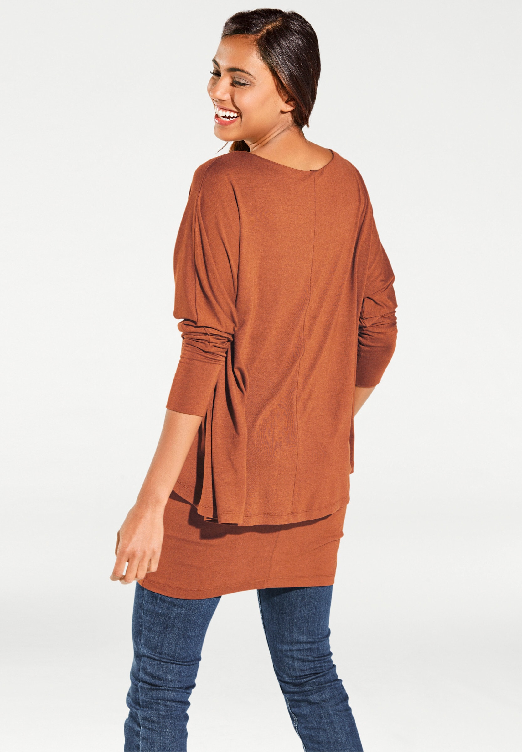 heine Longshirt »Rundhals-Shirt Rundhalsshirt mit Fledermaus-Ärmeln«