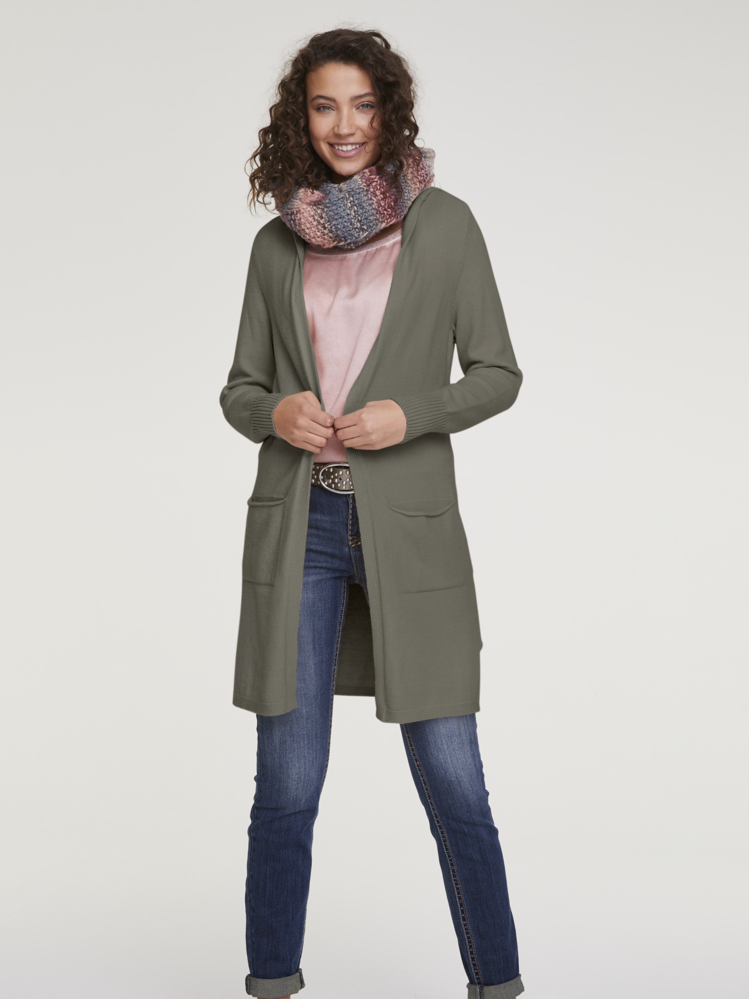 LINEA TESINI by Heine Longstrickjacke, mit Kapuze