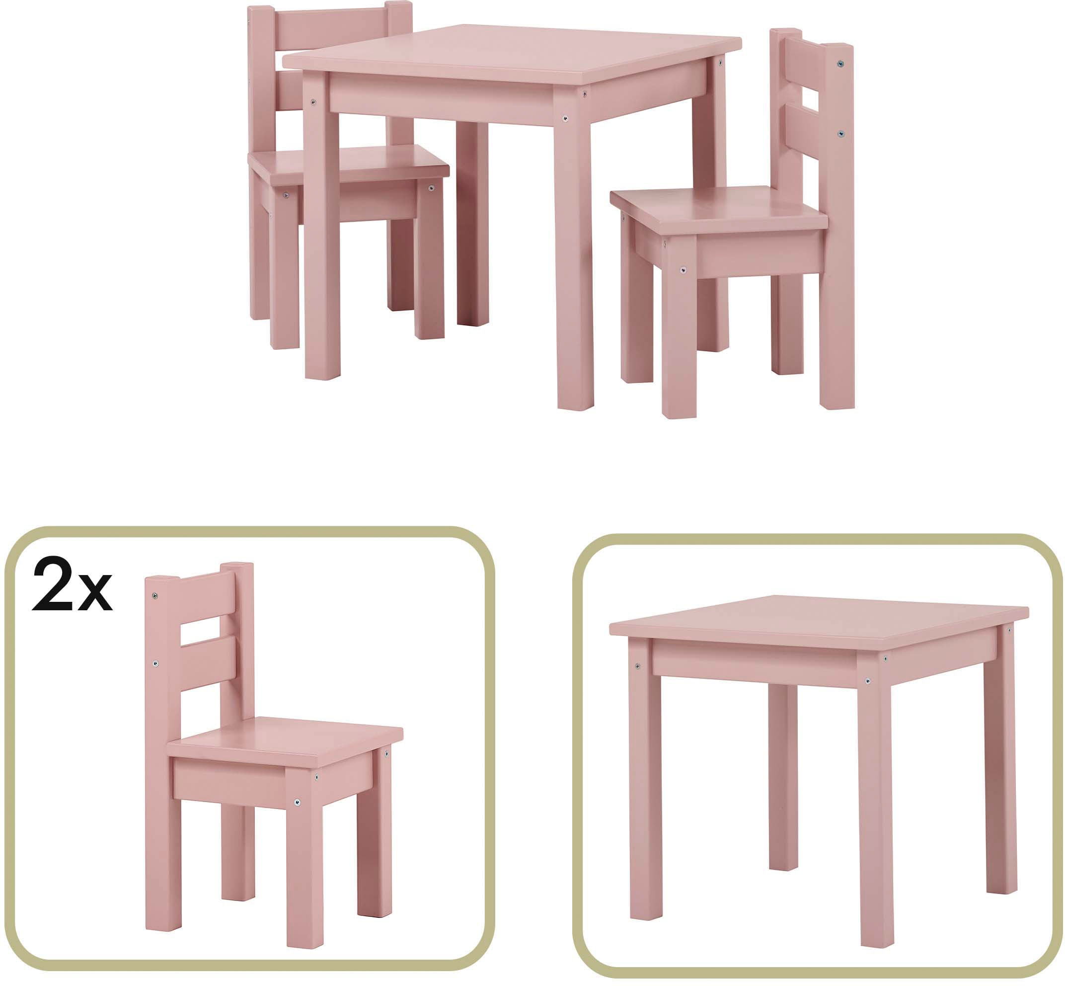 Hoppekids Kindersitzgruppe »MADS Kindersitzgruppe«, (Set, im 1 mit Shop Online 2 Tisch, 3 zwei Stühle), Stühlen in vielen Farben, tlg., OTTO