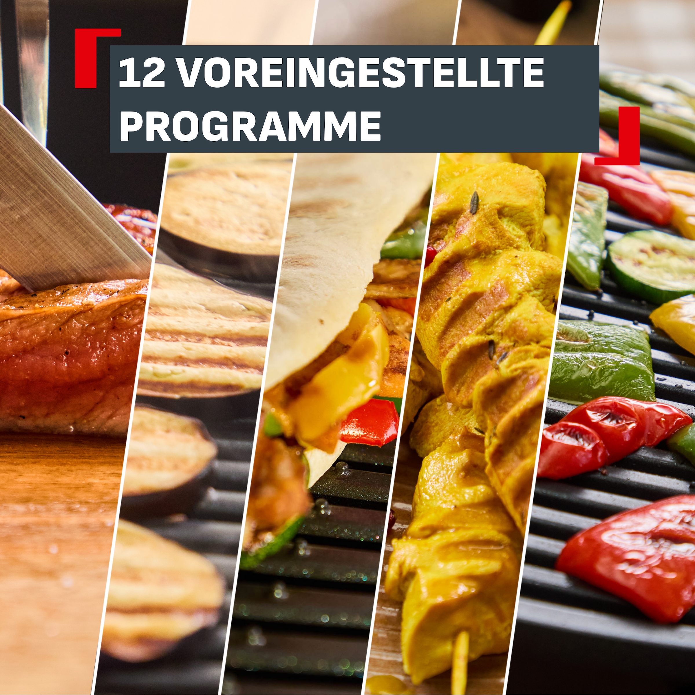 Tefal Kontaktgrill »GC7508 OptiGrill Elite« 2000 W Grillassistent, intuitive Bedienung, 12 voreingestellte Programme