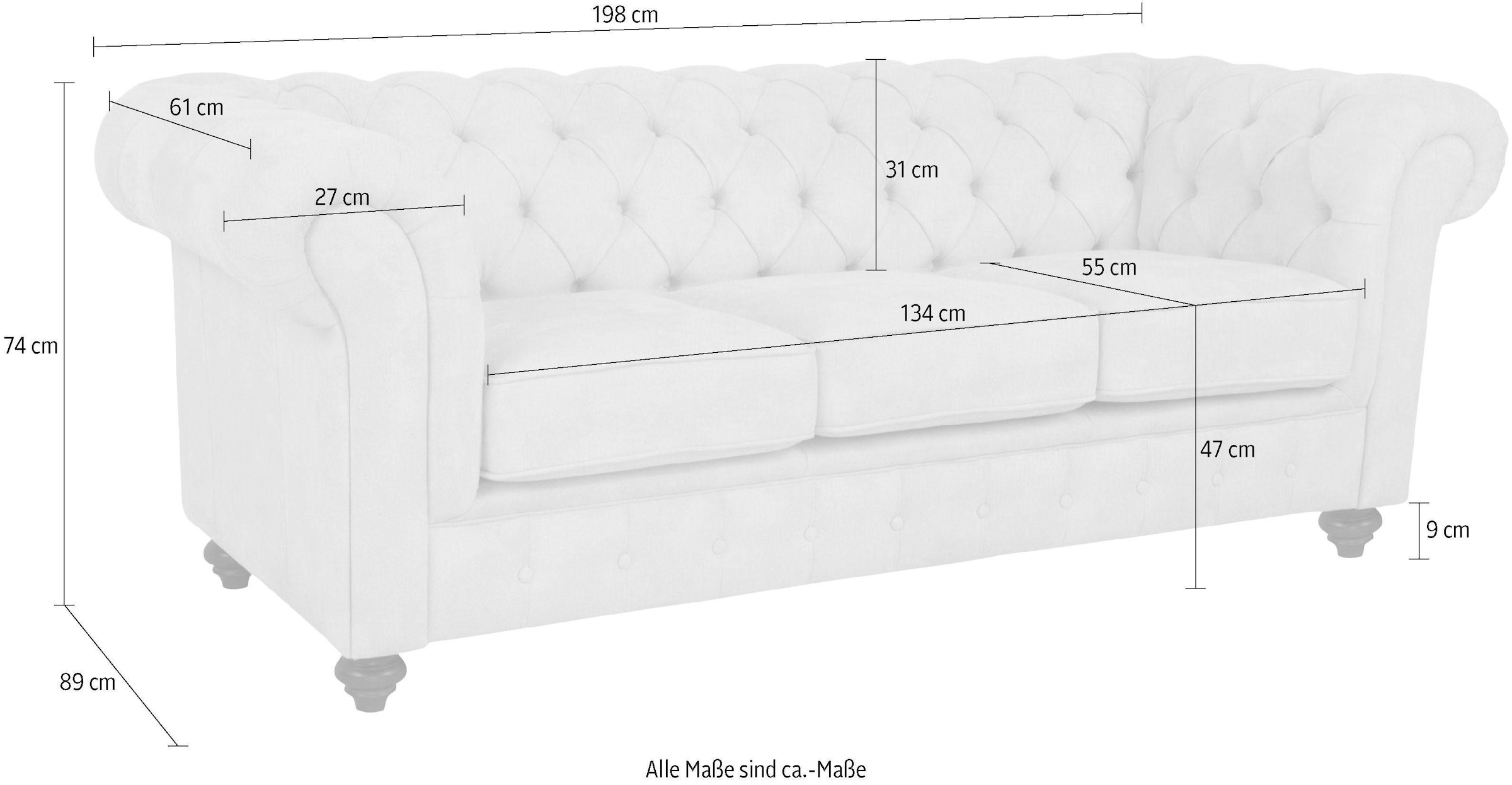 Home affaire Chesterfield-Sofa »Duc 3-Sitzer«, hochwertige Knopfheftung im Rücken, Samtoptik mit changierender Optik