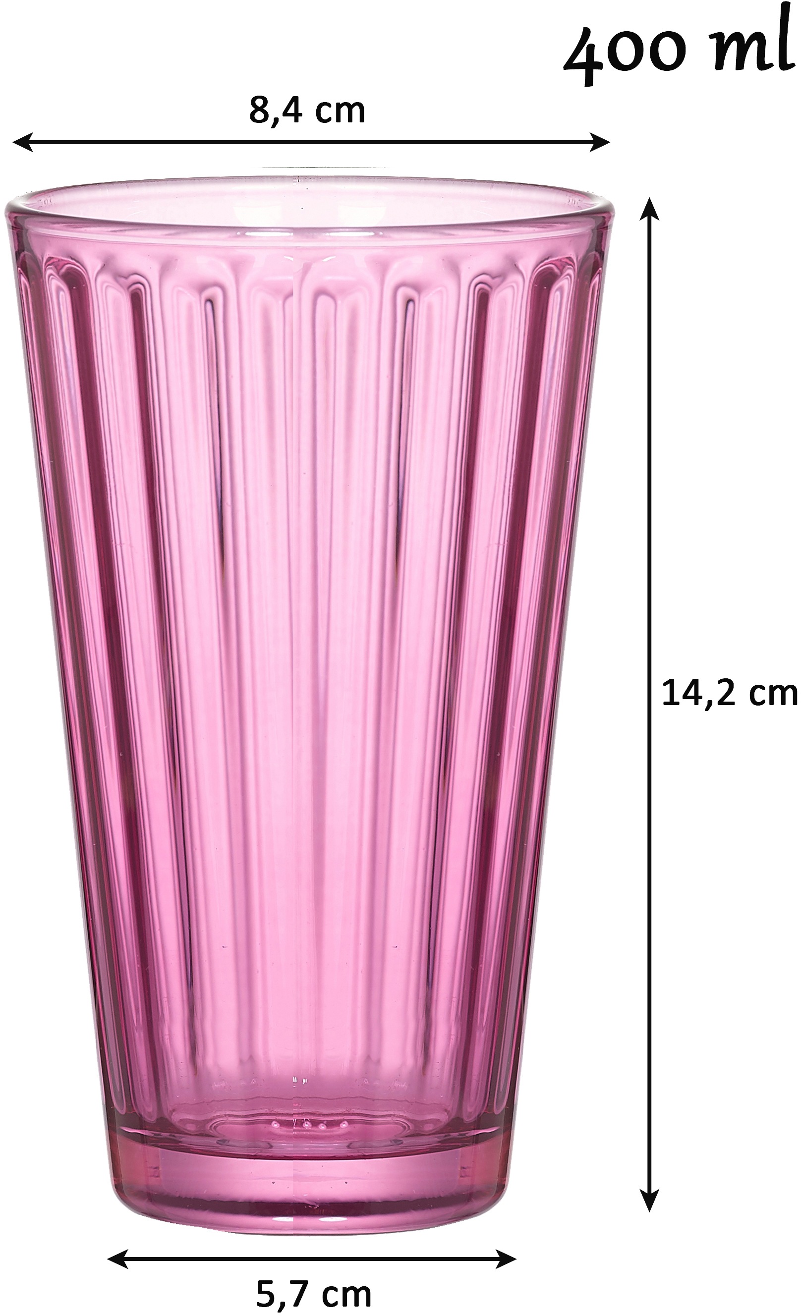 Ritzenhoff & Breker Longdrinkglas »Lawe«, (Set, 6 tlg., 6 Longdrinkgläser, je 400 ml), topaktuelles Innen-Facettierung