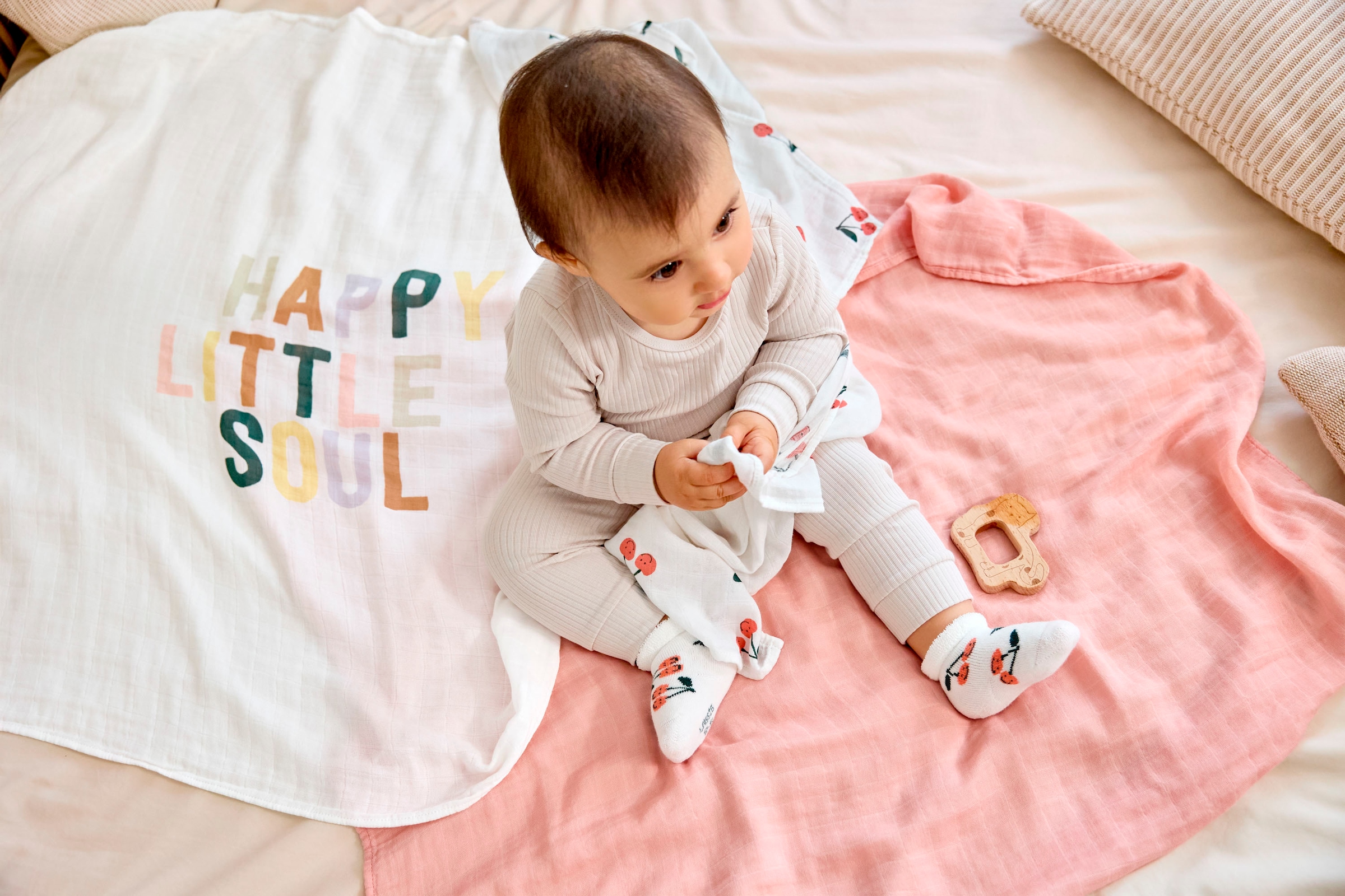 LÄSSIG Stoffwindeln »Mulltuch-Set L Happy Fruits Cherry«, (Set, 3 St.)