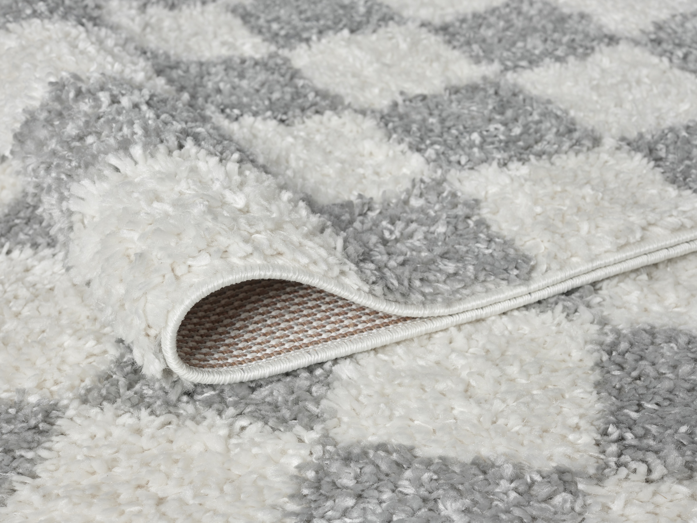 OTTO home Hochflor-Teppich »Kiiki«, rechteckig, 30 mm Höhe, Kariert, auffälliges Schachbrettmuster, Wohnzimmer, Schlafzimmer