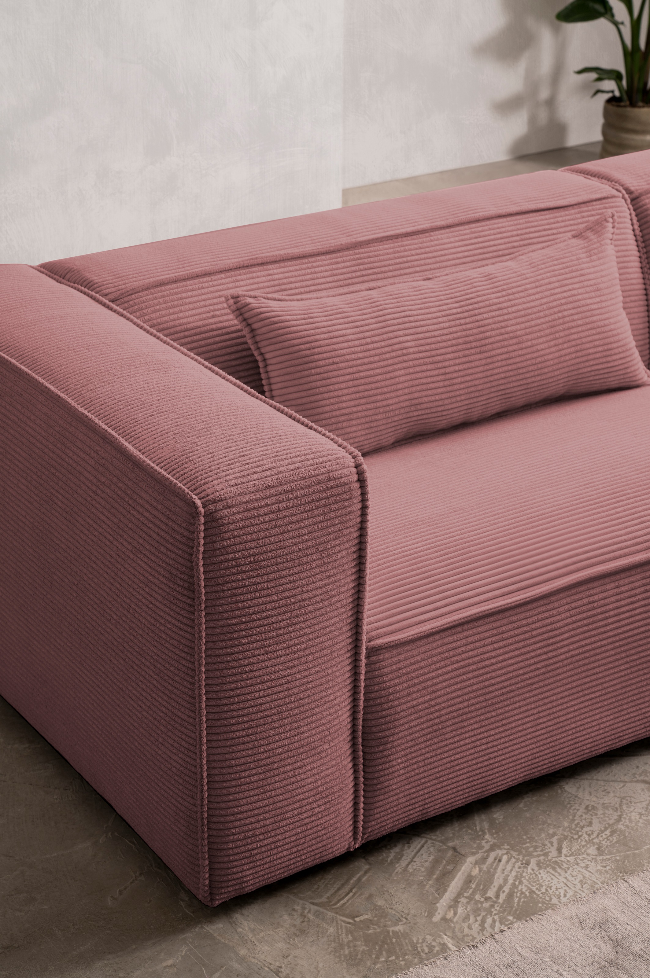 LeGer Home by Lena Gercke 3-Sitzer »PIARA, Couch mit Kedernaht, Sofa in Cord oder Leinenoptik«, schwarze Füße, bequemer Sitzkomfort