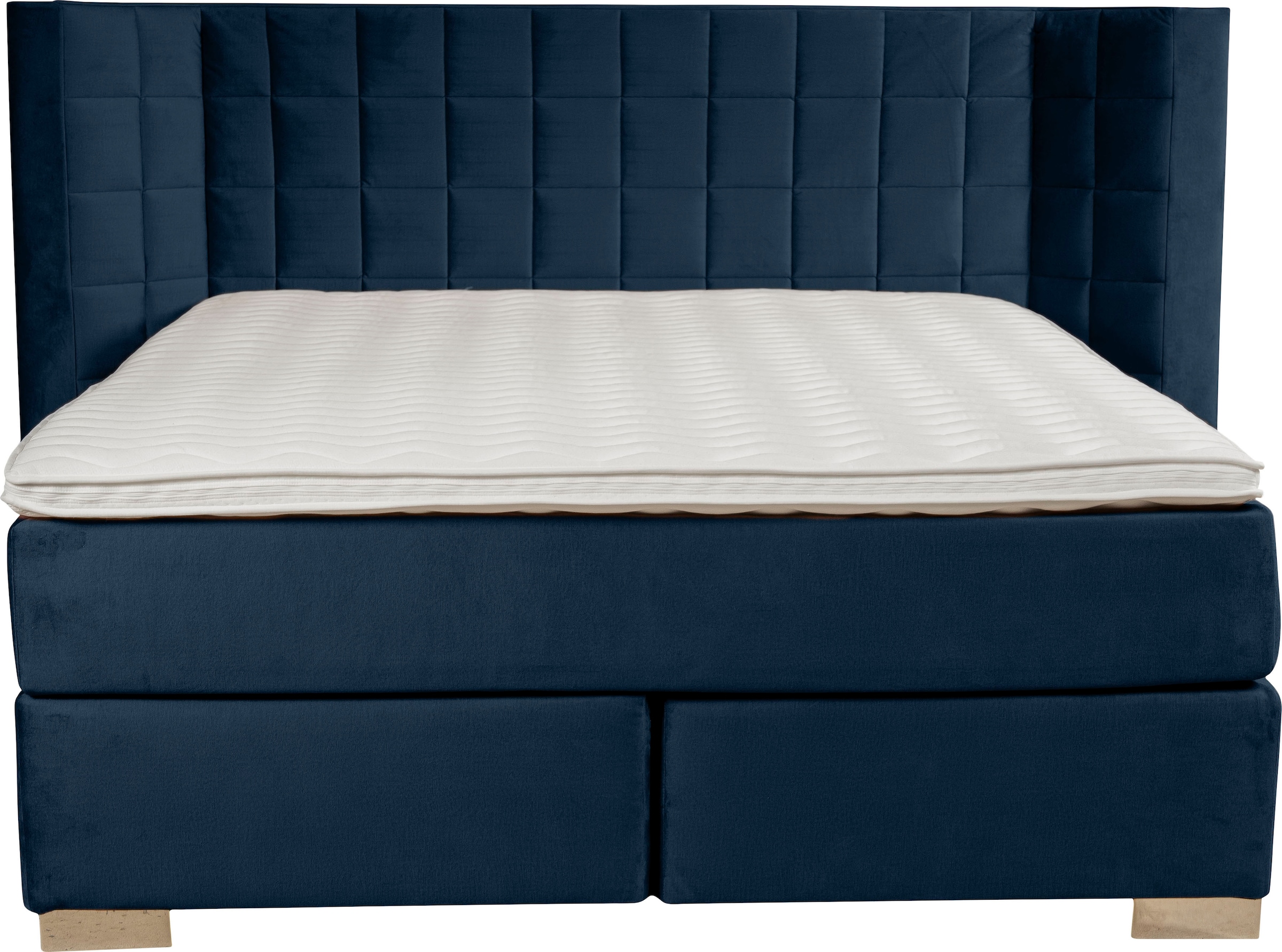 Places of Style Boxspringbett »Piazza«, mit Steppung und Kopfteil mit seitlichen Flügeln