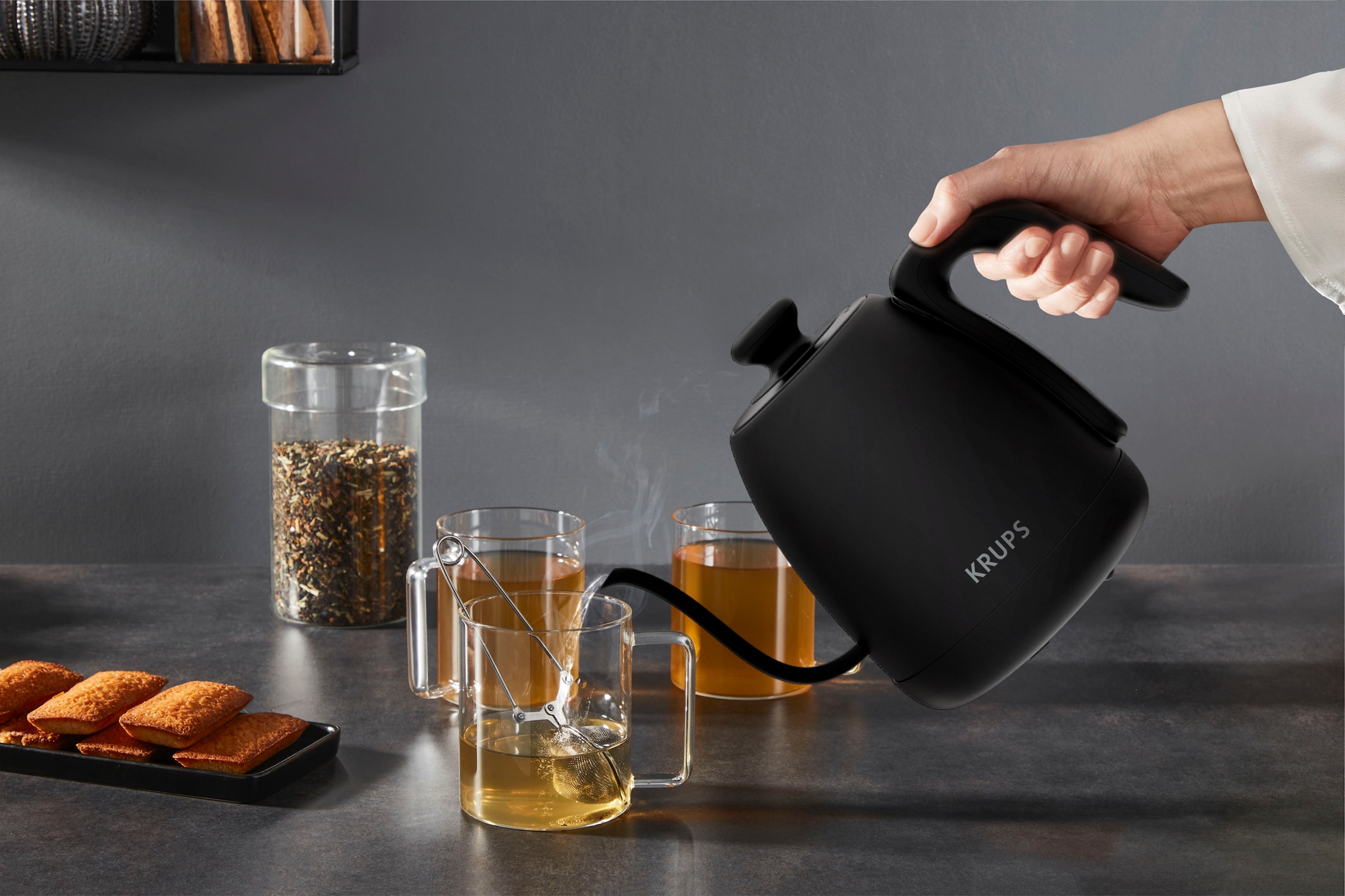 Krups Wasserkocher »BW9238 Café Control Gooseneck«, 1 l, 1200 W, Schwanenhals-Auslauf, 1 L, digitale Anzeige, 8 Einstellungen
