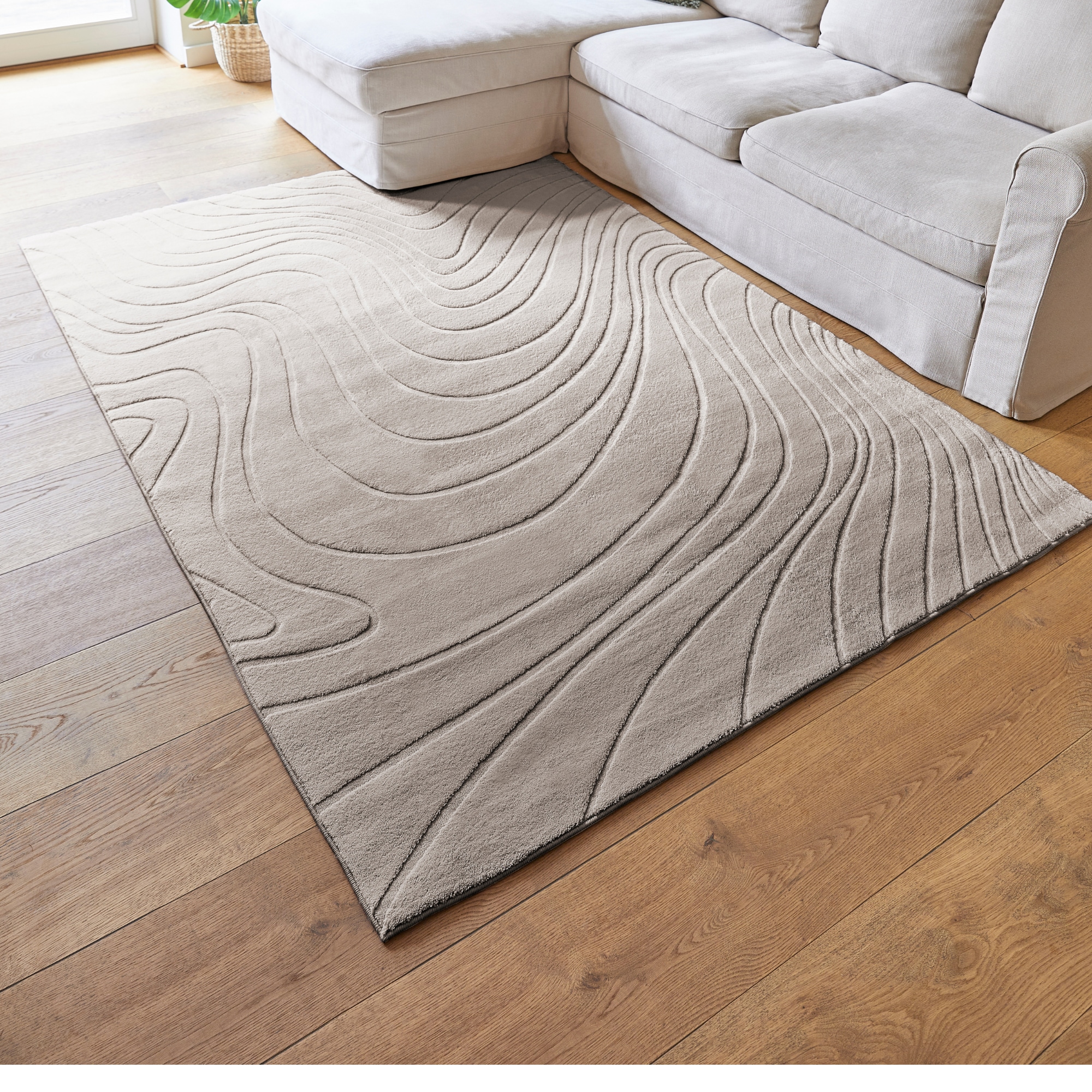 Andiamo Teppich »Dale«, rechteckig, 10 mm Höhe, Uni Farben, Hoch-Tief-Struktur, Carving-Effekt, Wohnzimmer