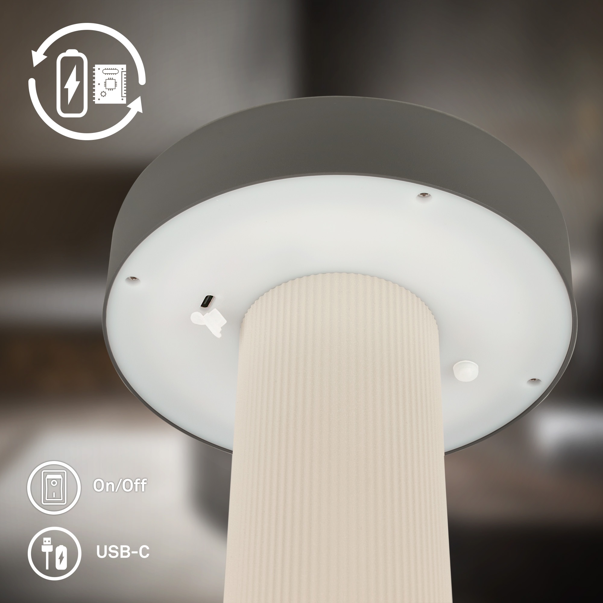 Briloner Leuchten LED Tischleuchte »BITO« LED-Modul 1 Stk. Warmweiß 16x20 cm, Akku tauschbar, Indoor/Outdoor, Wohnzimmer, Balkon