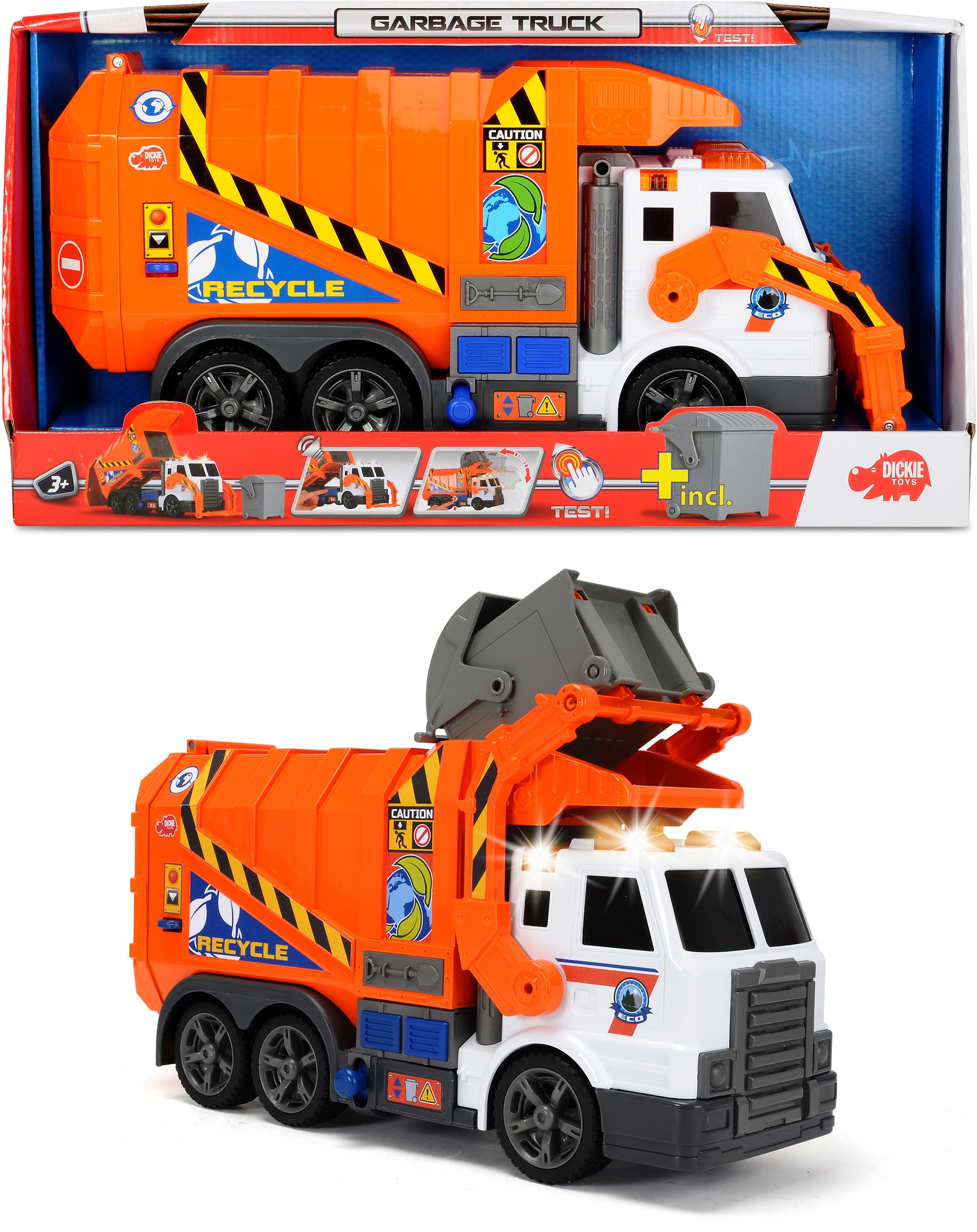 Dickie Toys Spielzeug-Müllwagen »Action Series Garbage Truck«, mit Licht und Sound