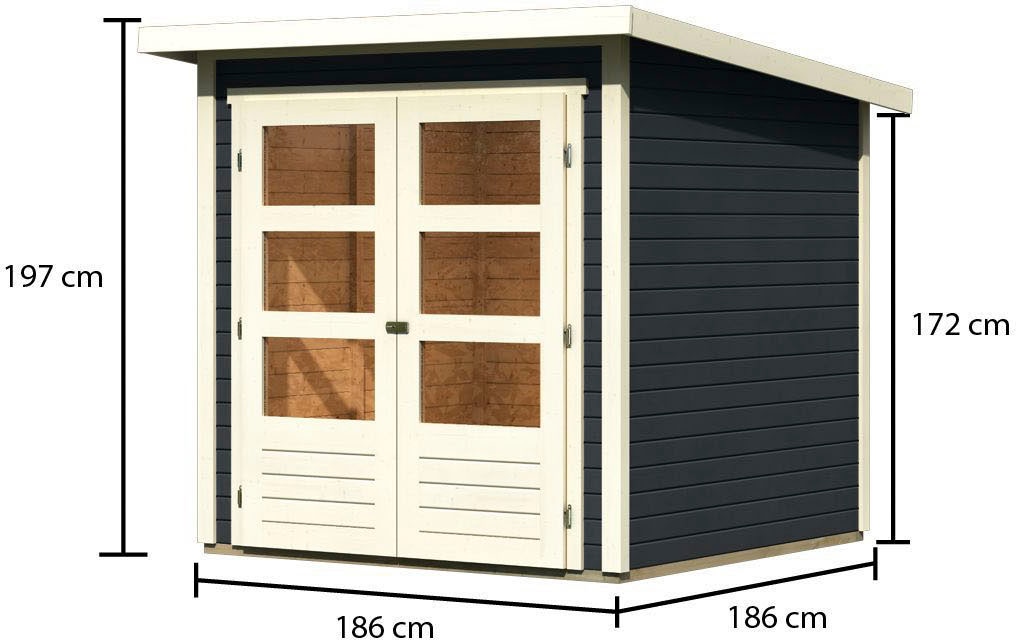 Karibu Gartenhaus »Stockach 2«, (Set), anthrazit, naturbelassen oder terragrau