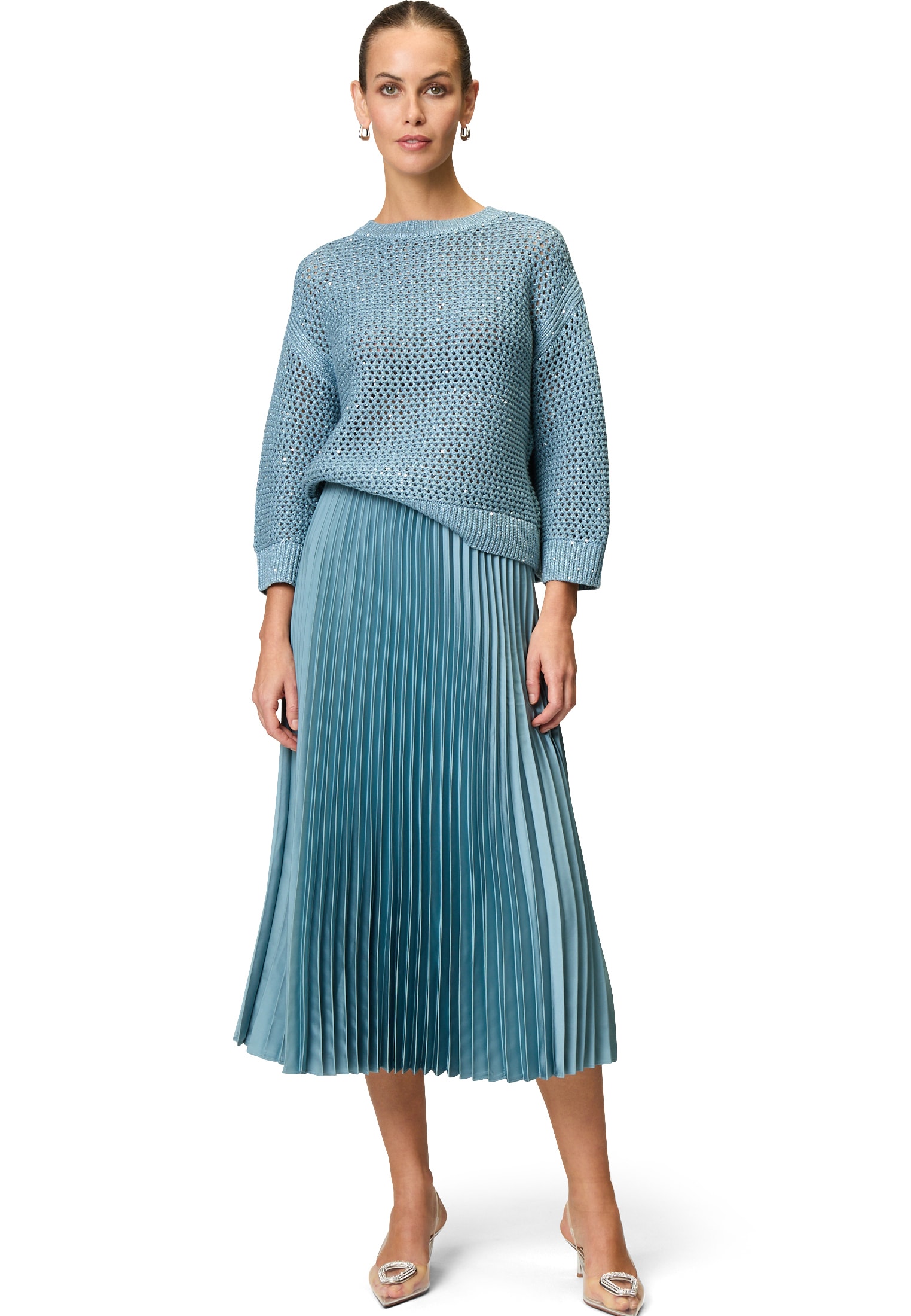 Zero Satinrock »Satin-Rock Midi mit Plisseefalten«