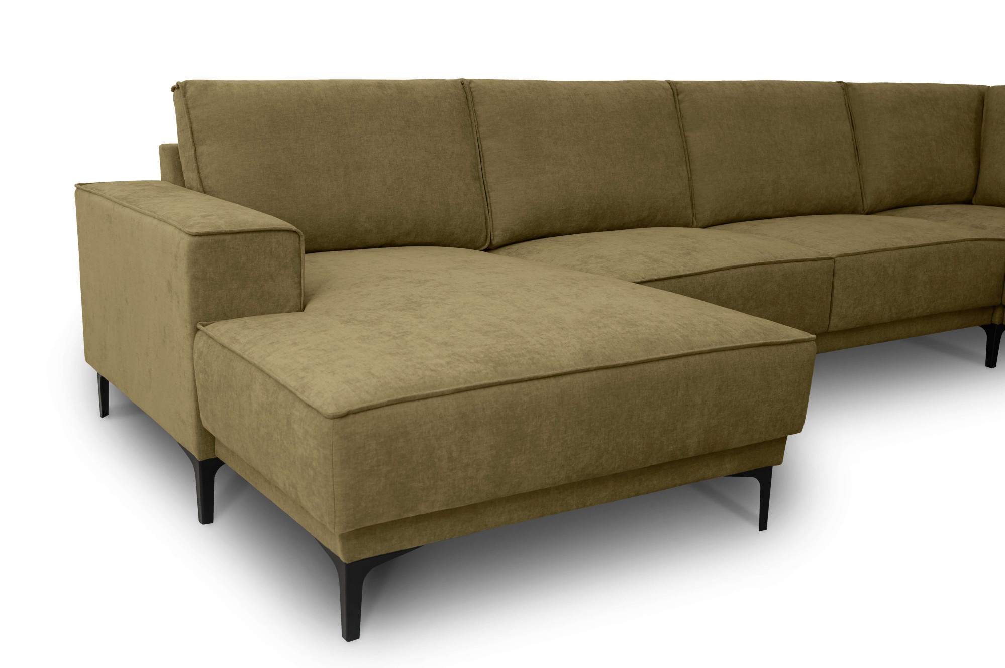 Places of Style Wohnlandschaft »XXL Sofa Oland, Struktur, Flachgewebe, Luxus-Microfaser, Boucle«, U-Form, 342 cm, Wellenunterfederung, Skandi-Design, Metallfüße