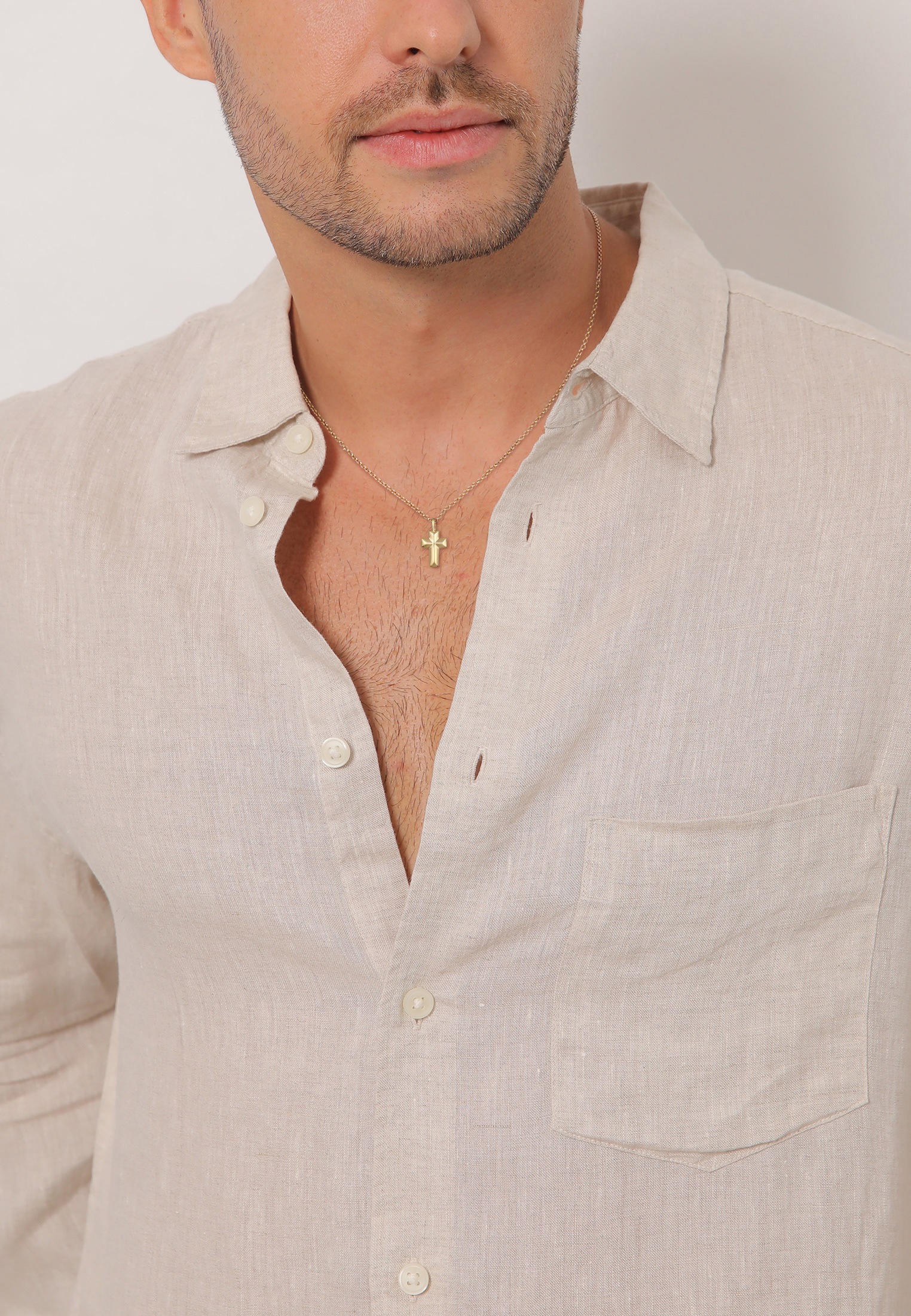 Kuzzoi Kette mit Anhänger »Halskette Kreuz Anhänger 375 Gelbgold«