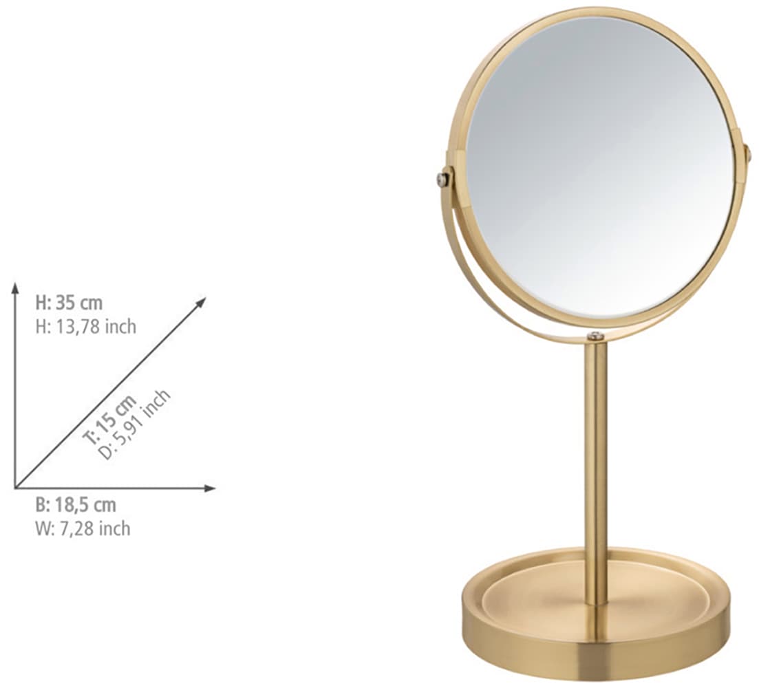 WENKO Standspiegel »Modell Alata«, Kosmetikspiegel mit Schmuckablage, 1-fach und 3-fach Vergrößerung, Ø17