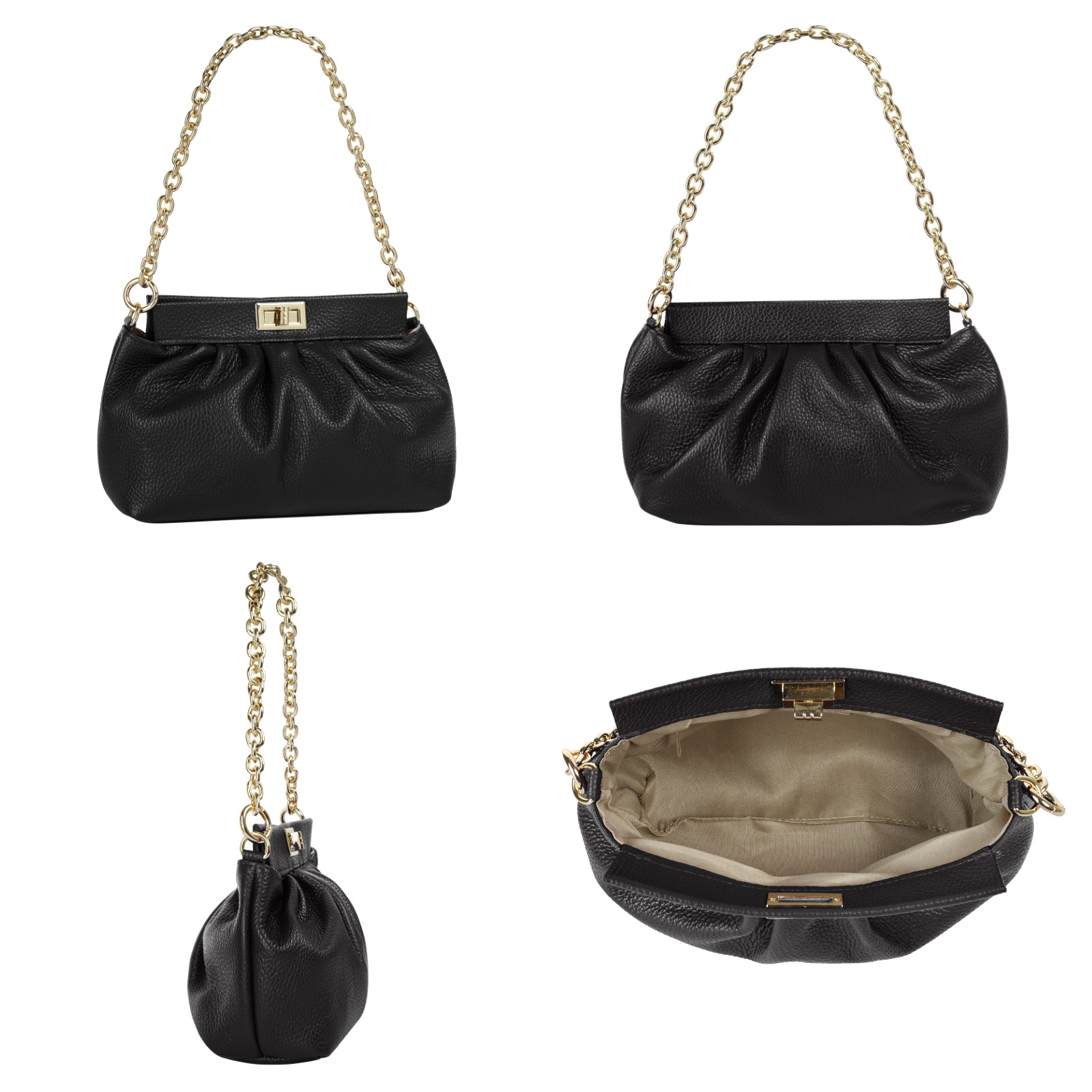 Cluty Umhängetasche, echt Leder, Made in Italy