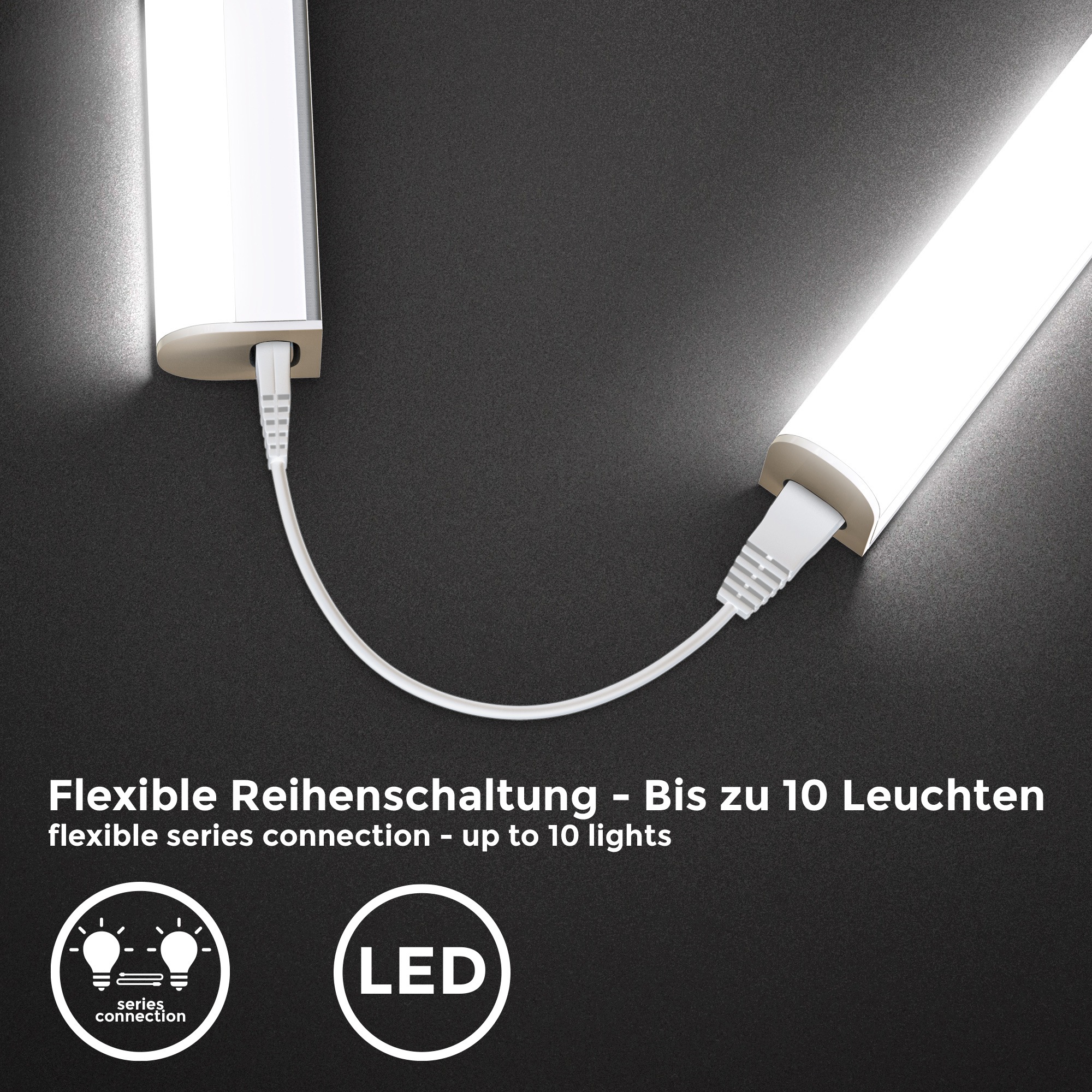B.K.Licht Unterschrankleuchte, 2er Set, Kunststoff, weiß, inkl. je 1 x LED-Platine, 15 Watt, 1.500 Lumen, 4.000 Kelvin, nicht dimmbar, inkl. Ein-/Aus-Schalter, inkl. Zuleitung 1,8m