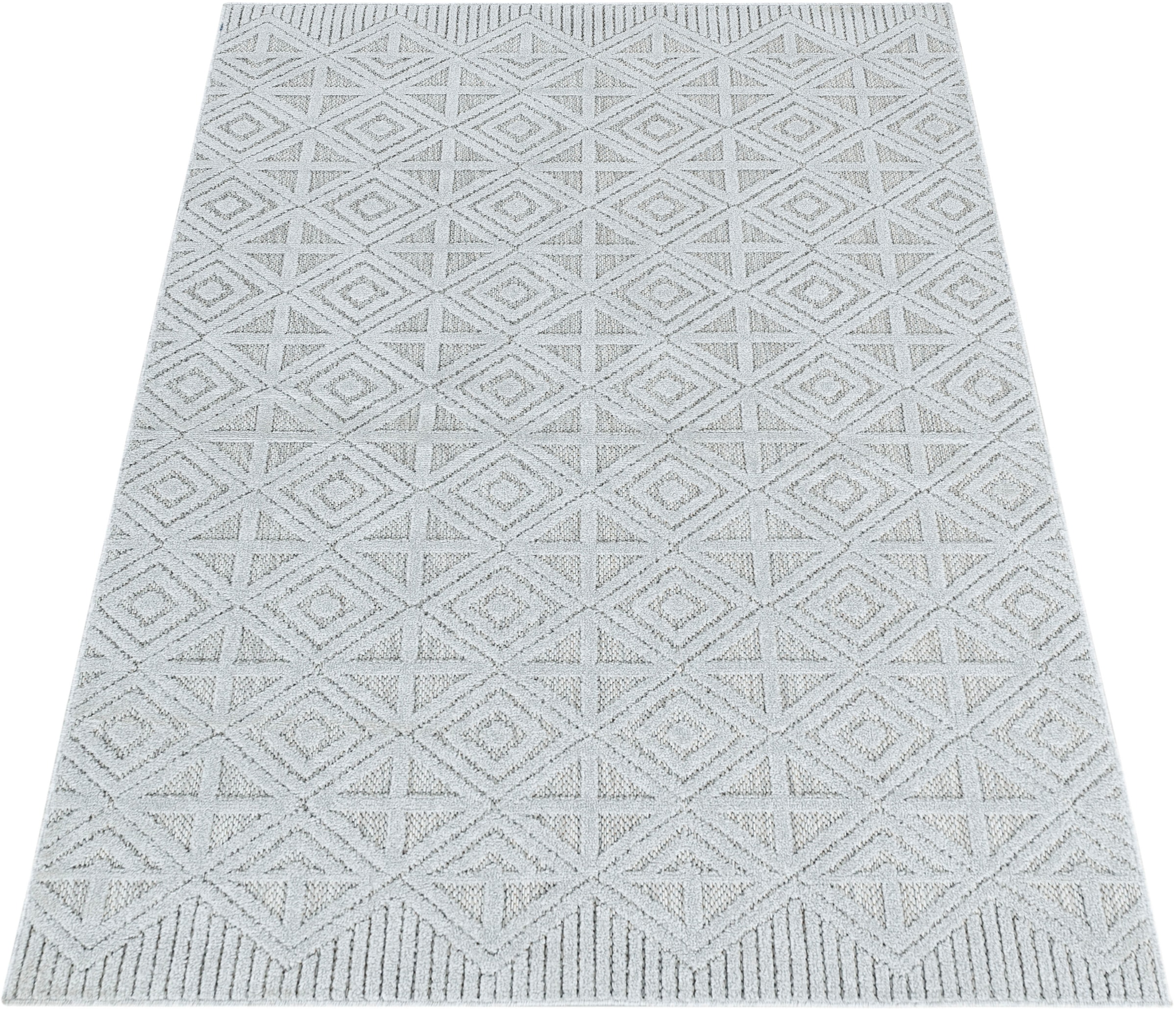 Ayyildiz Teppiche Teppich »BAHAMA 5156«, rechteckig, 8 mm Höhe, Läufer, Flachflor mit Hoch-Tief-Struktur, In-und Outdoor geeignet
