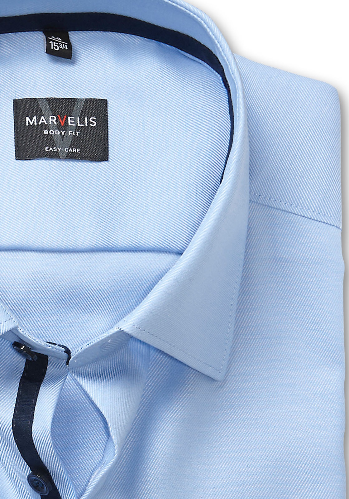 MARVELIS Langarmhemd Businesshemd, New-York-Kentkragen, unifarben, schmale Passform