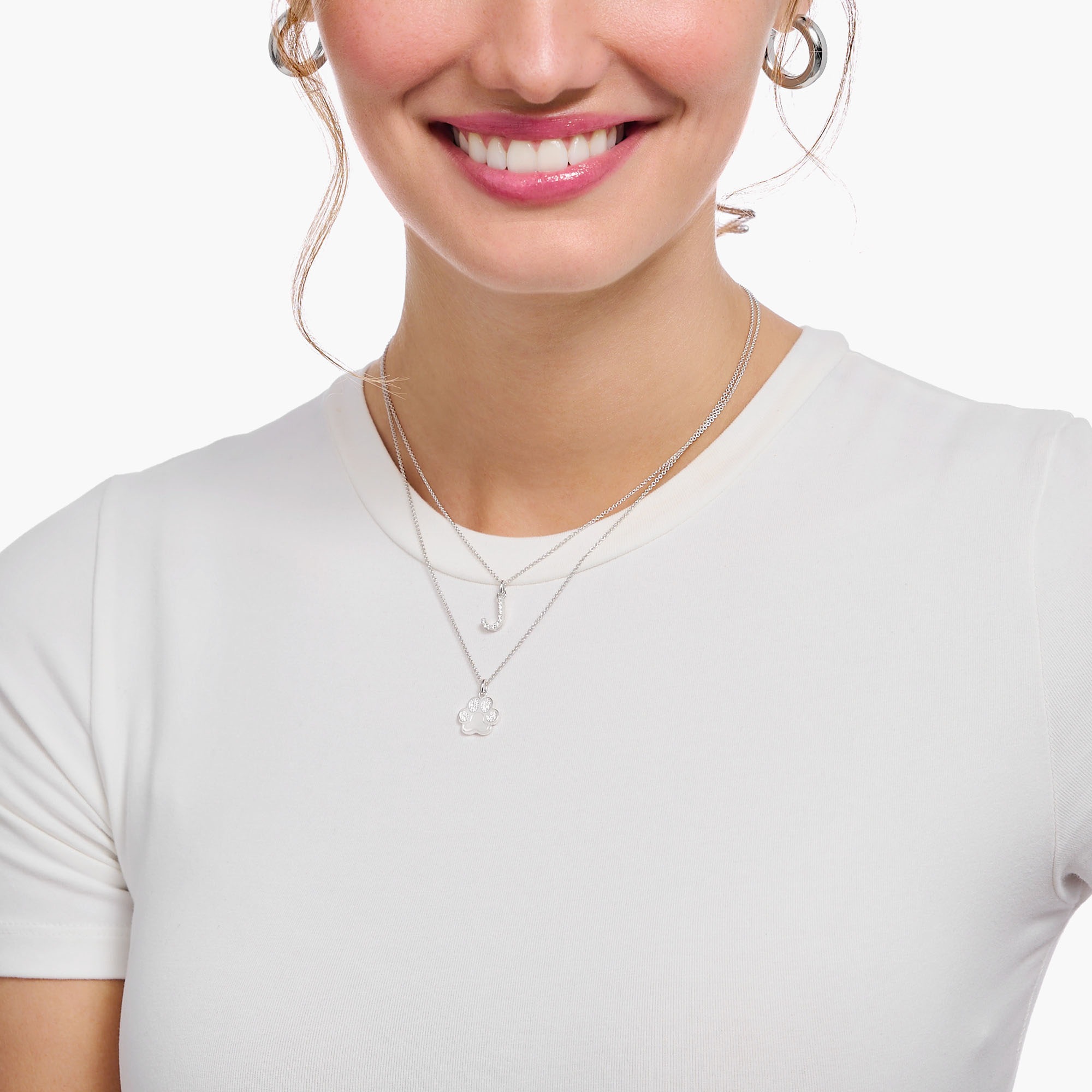 THOMAS SABO Kette mit Anhänger »Pfoten-Anhänger, KE2215-051-14-L45V«, mit Zirkonia (synth.)