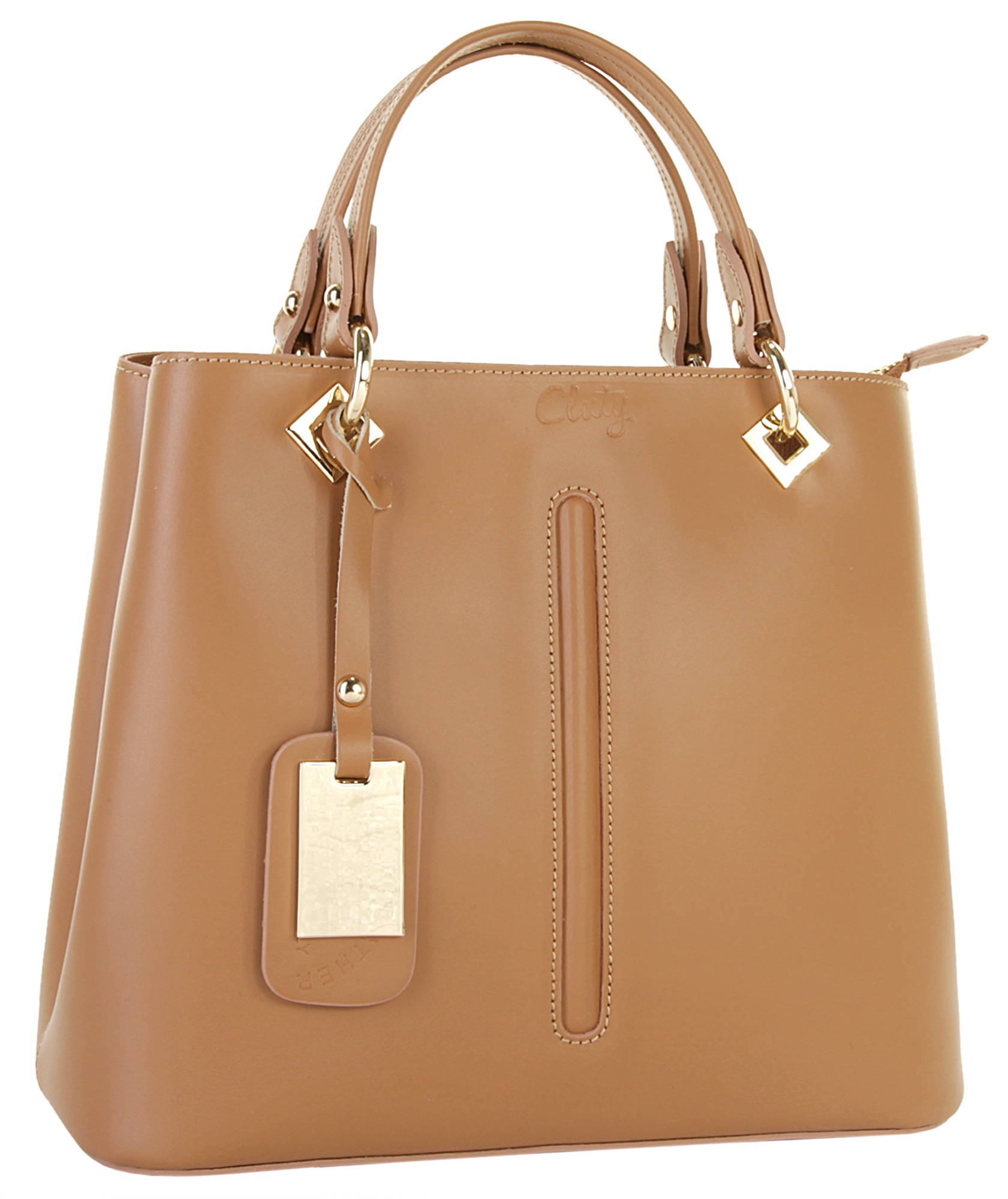 Cluty Henkeltasche, echt Leder, Made in Italy