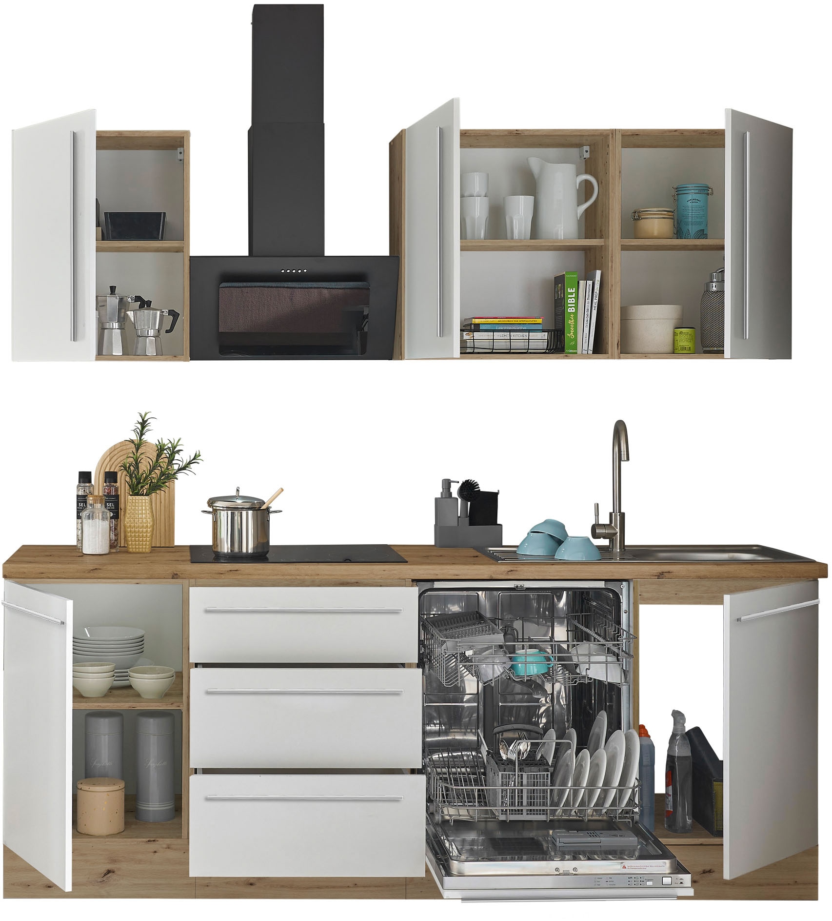 KOCHSTATION Küchenzeile »Florida«, Breite 220 cm, Softclose für Türen und Schubkästen, ohne E-Geräte