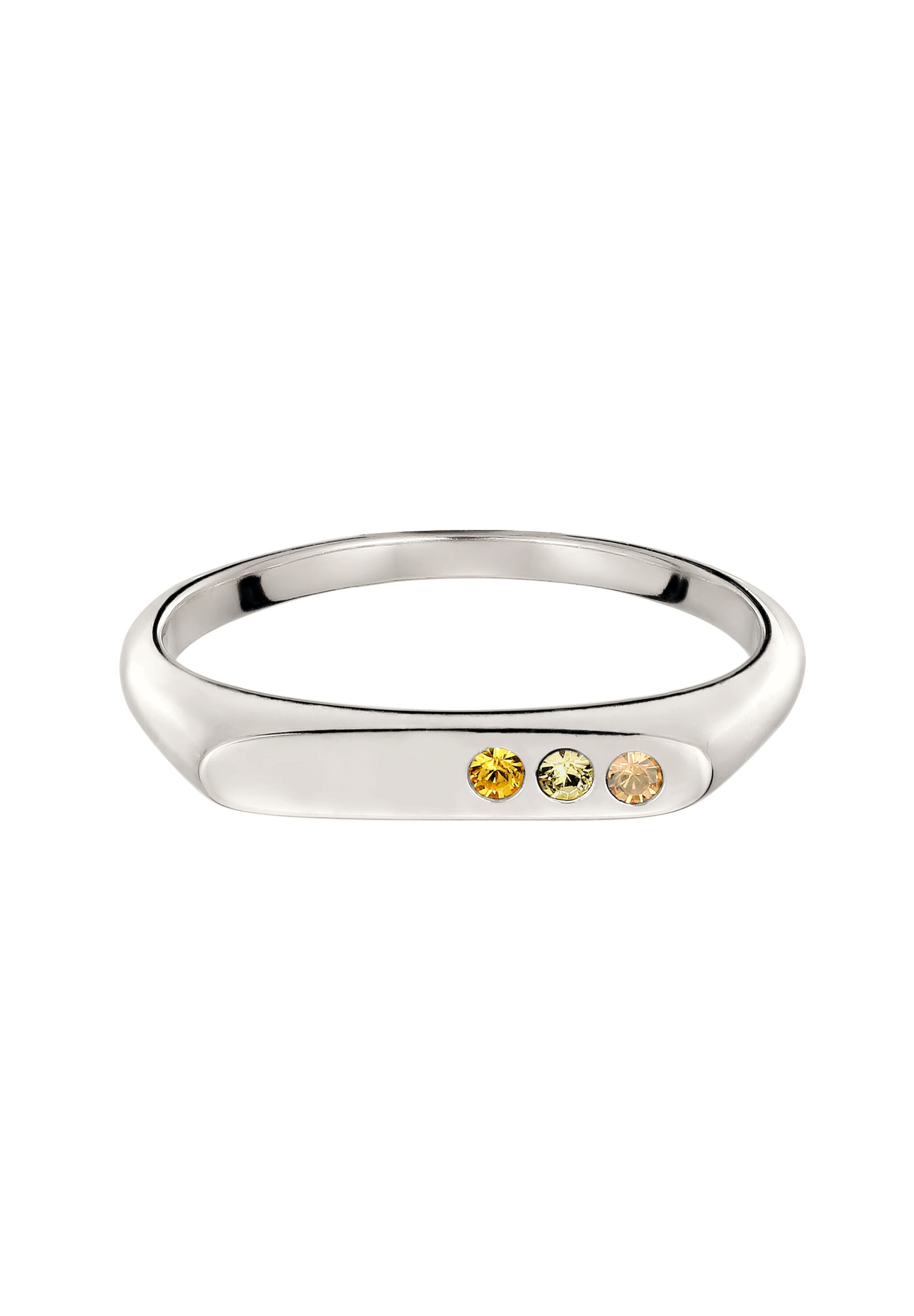 Elli Siegelring »Ring Siegelring Kristalle Gelb 925 Sterling Silber, mit Kristallen«
