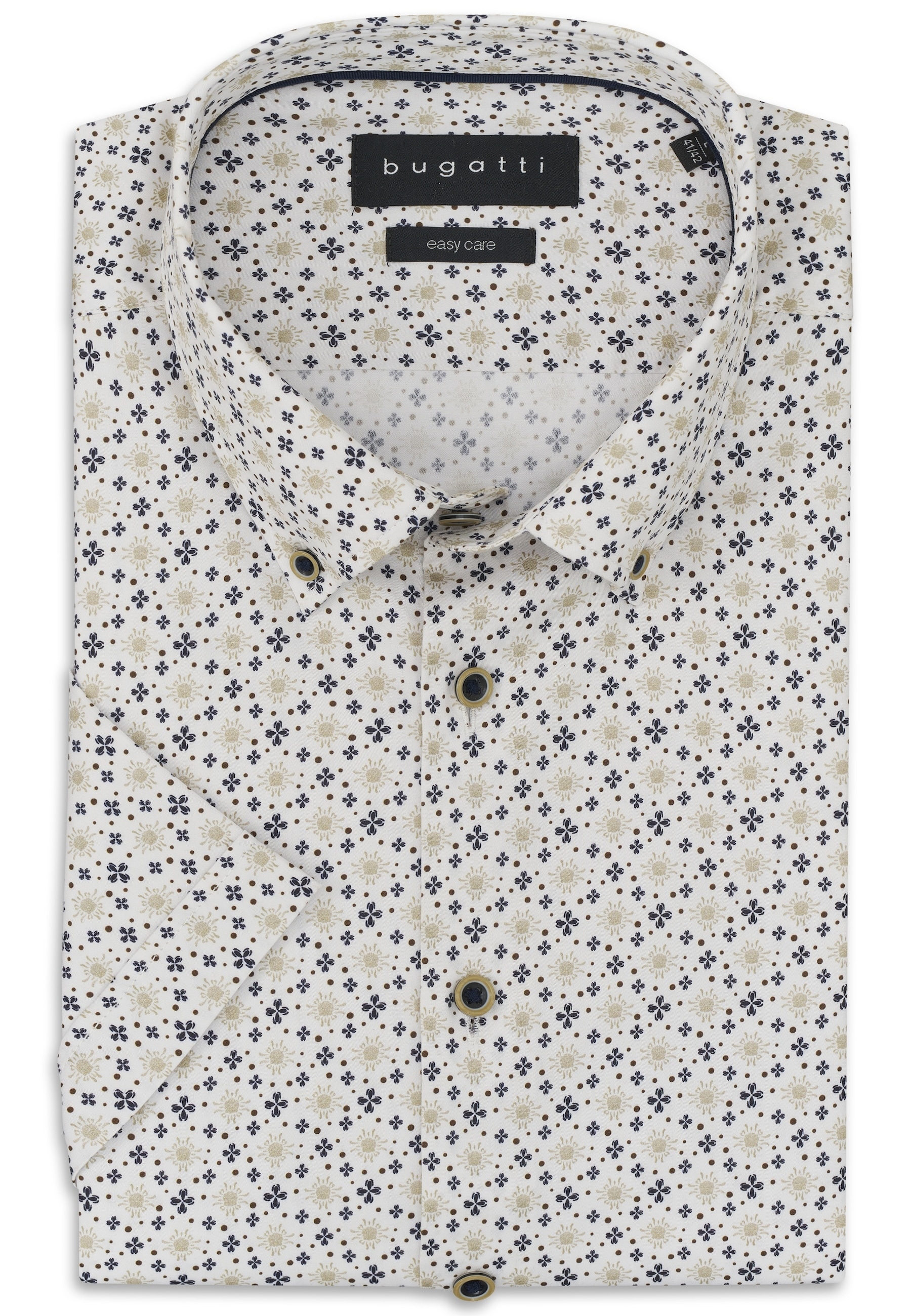 bugatti Kurzarmhemd elegant mit Allover-Muster