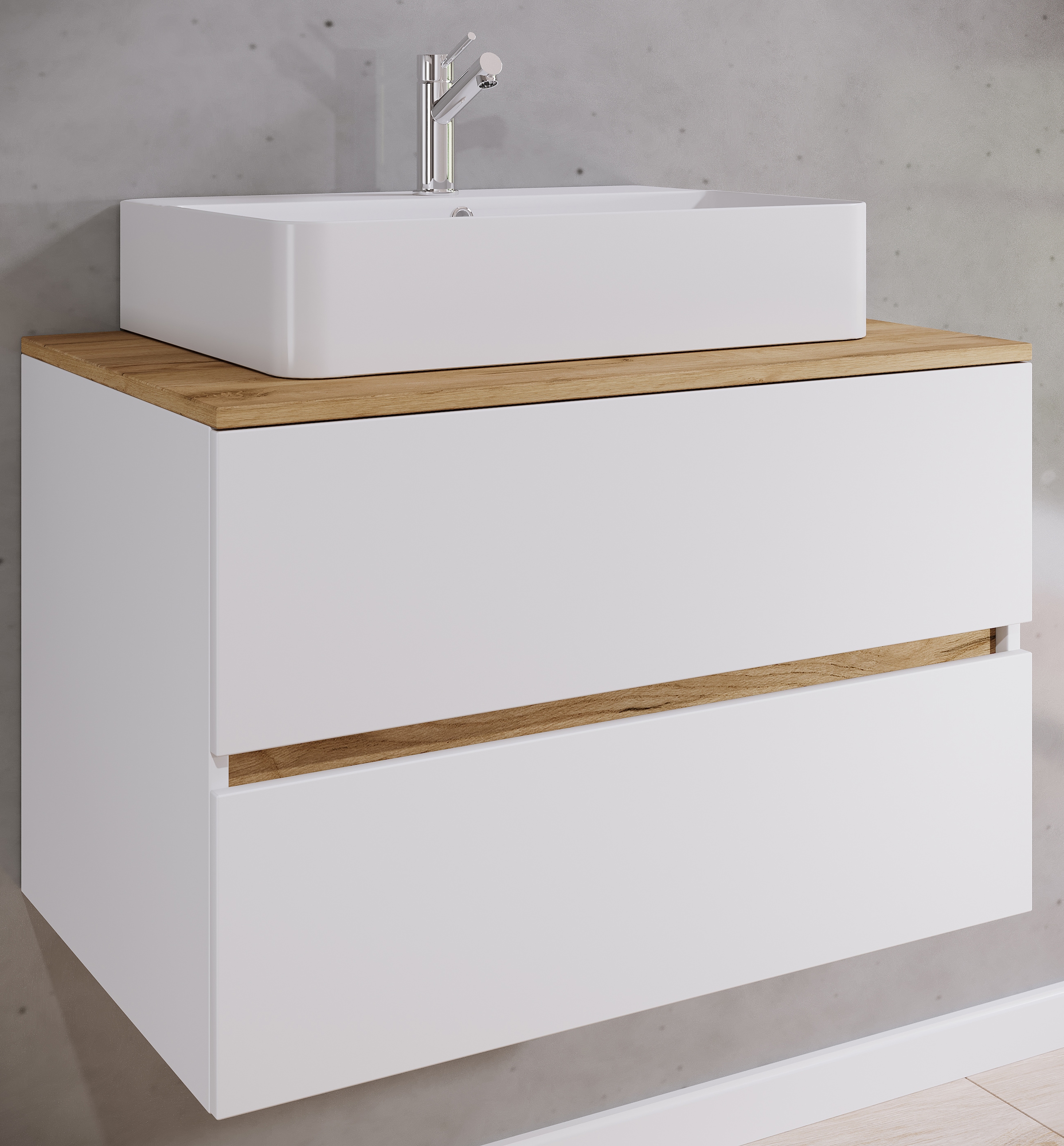 VCM Waschtisch »2 tlg. Badmöbel-Set mit Waschbecken Cosila-A 80 cm« 2 Stk. tlg.