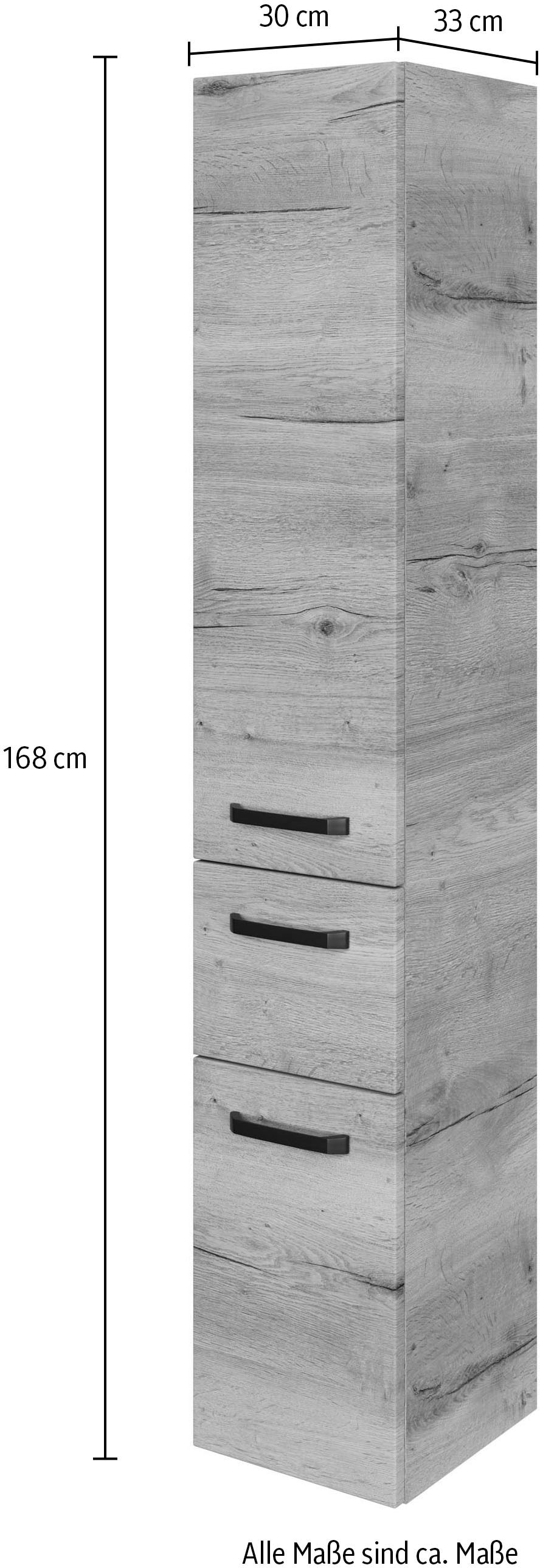 Saphir Hochschrank »Serie 4010 Badschrank 30 cm breit, mit 2 Türen und 1 Schublade«, 3 Glas-Einlegeböden, Badezimmer-Hochschrank inkl. Türdämpfer