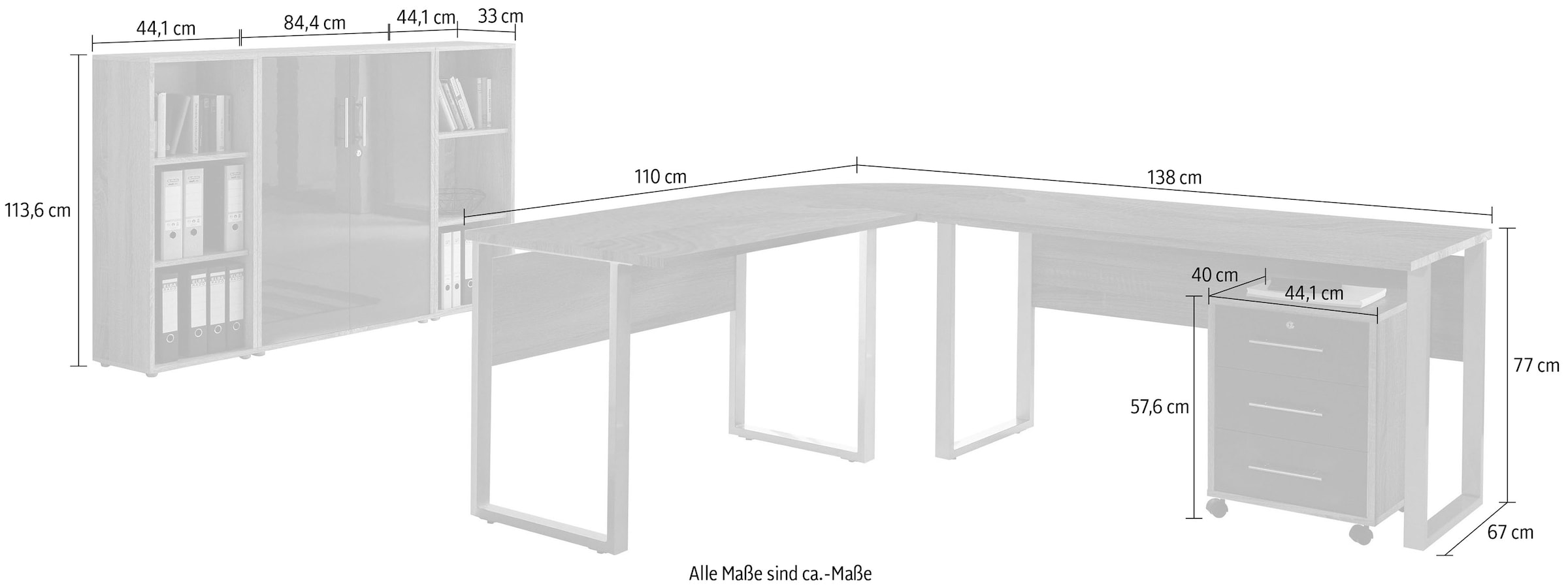 BMG Möbel Büromöbel-Set »Tabor Office«, (Set, 6 tlg.)