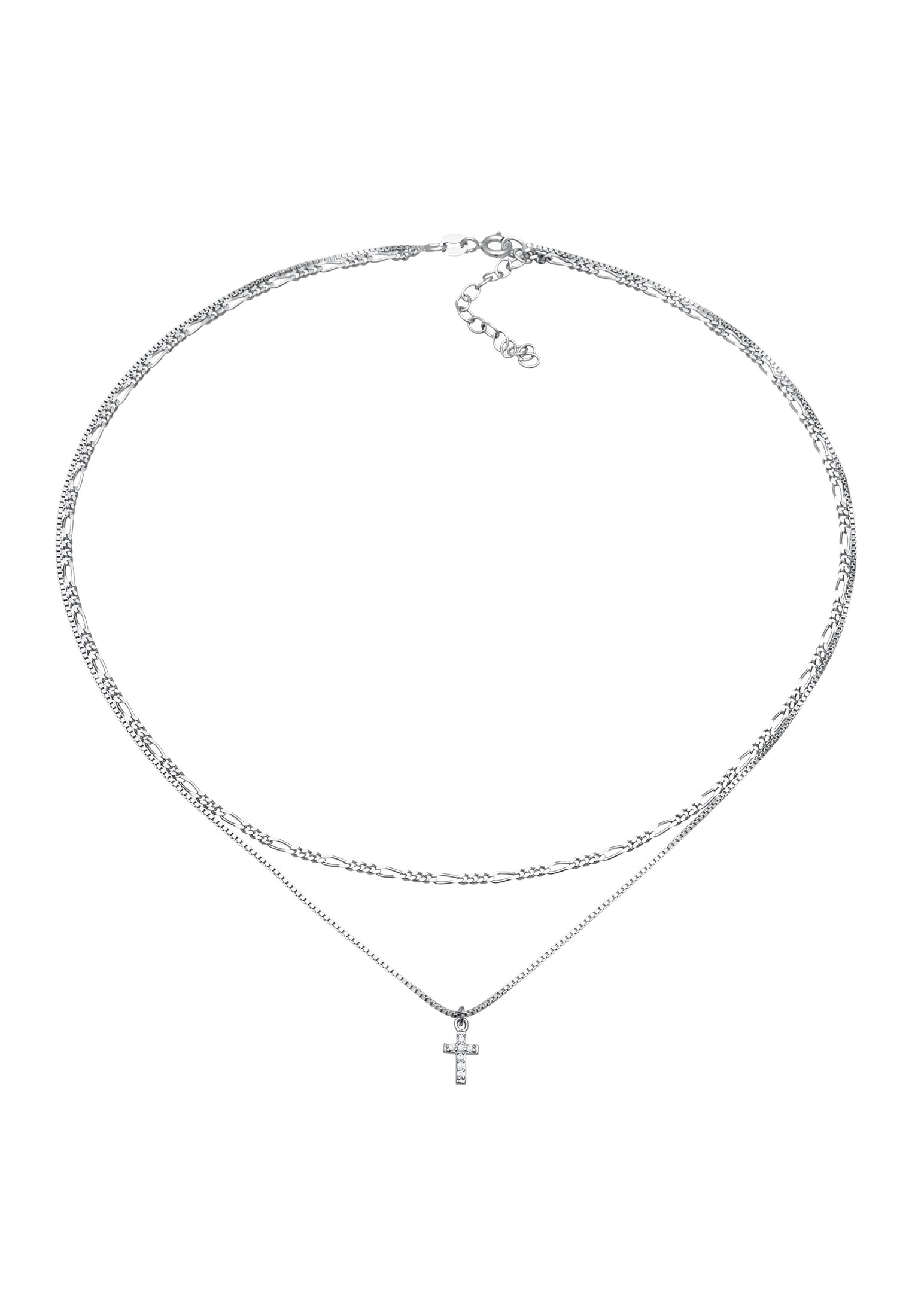 Elli Silberkette »Halskette Layer Choker Kreuz Filigran 925er Silber«