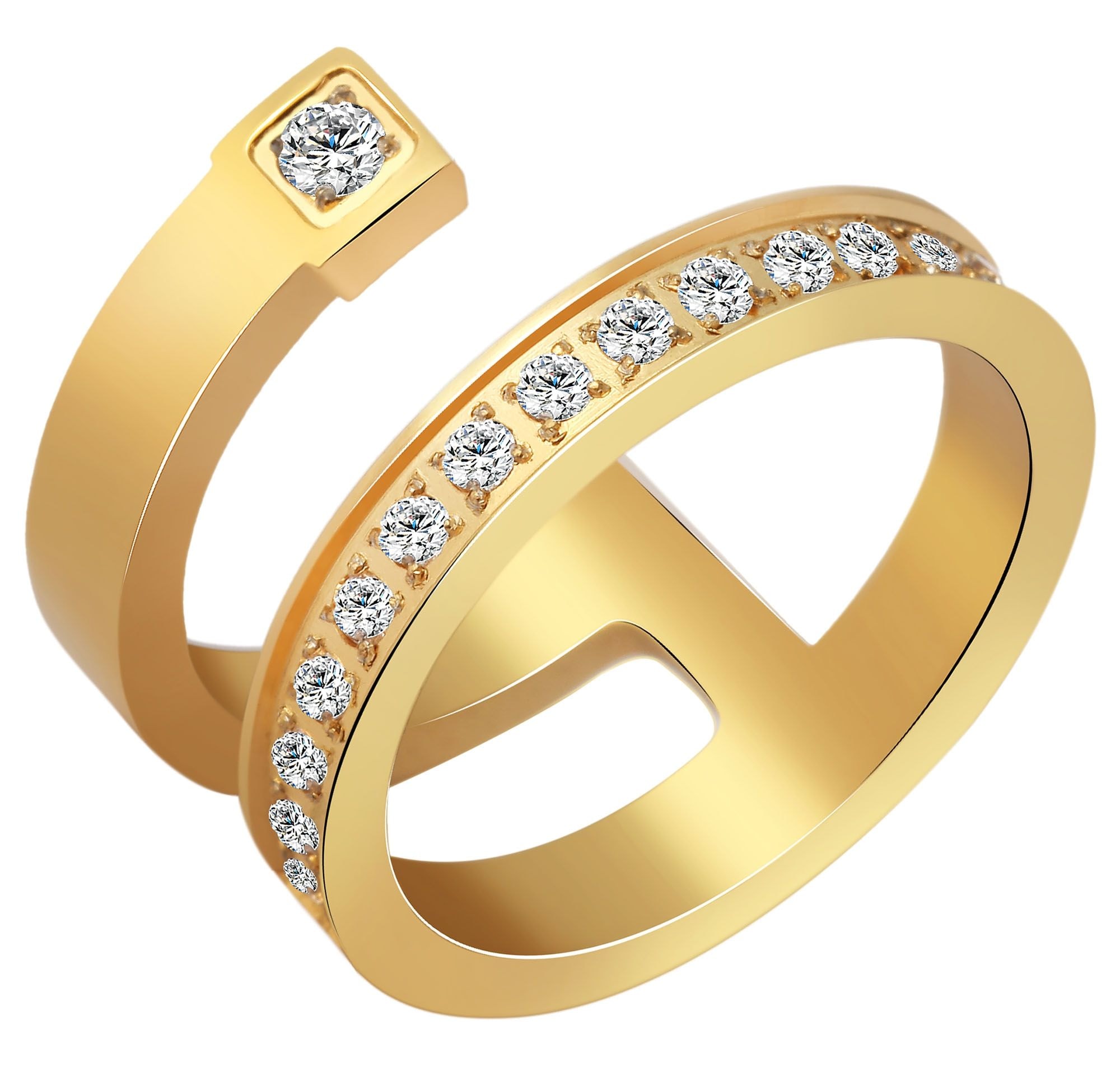 Adelia´s Fingerring »Damen Ring aus Edelstahl mit Strass Steinchen«