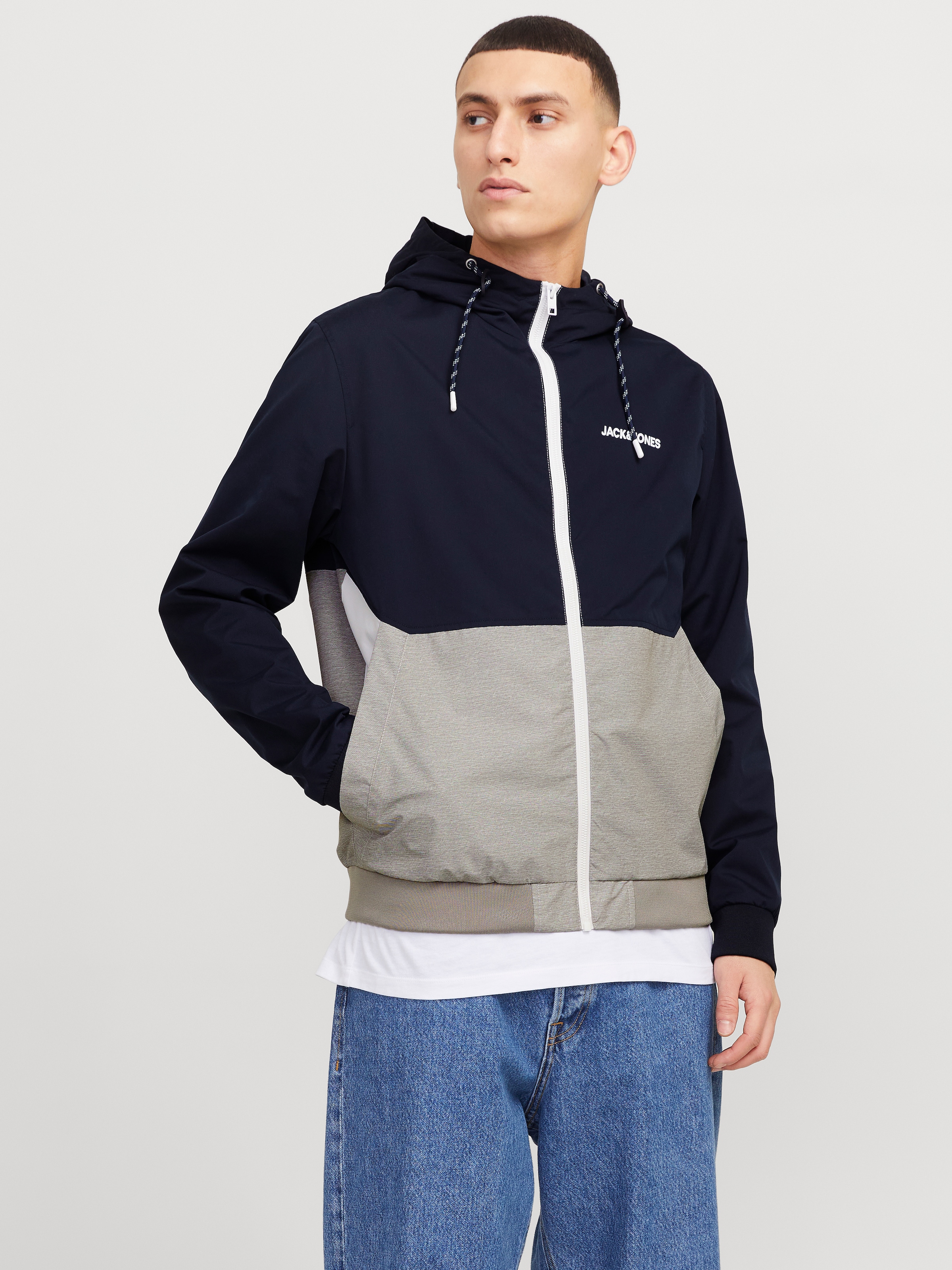 Jack & Jones Blouson »JJERUSH HOOD BOMBER NOOS«, mit Kapuze, mit Logo Schriftzug