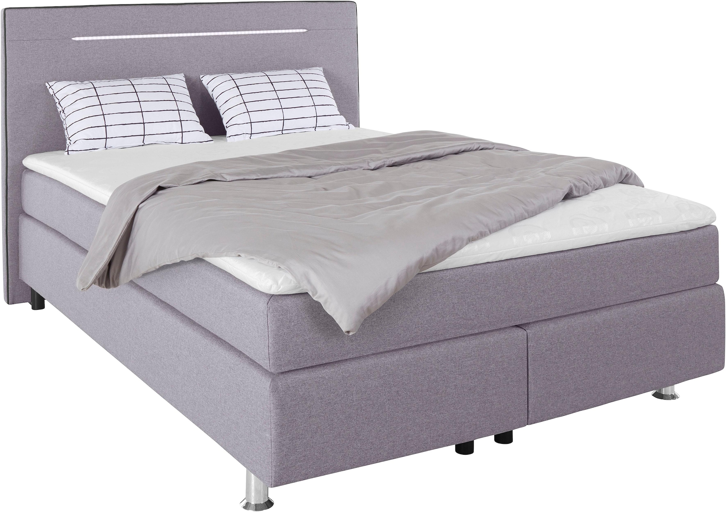 COLLECTION AB Boxspringbett »London, inklusive Topper und Kissen, mit LED-Beleuchtung«, Boxspringbett erhältlich in 90cmx200cm, 140cmx200cm & 180cmx200cm