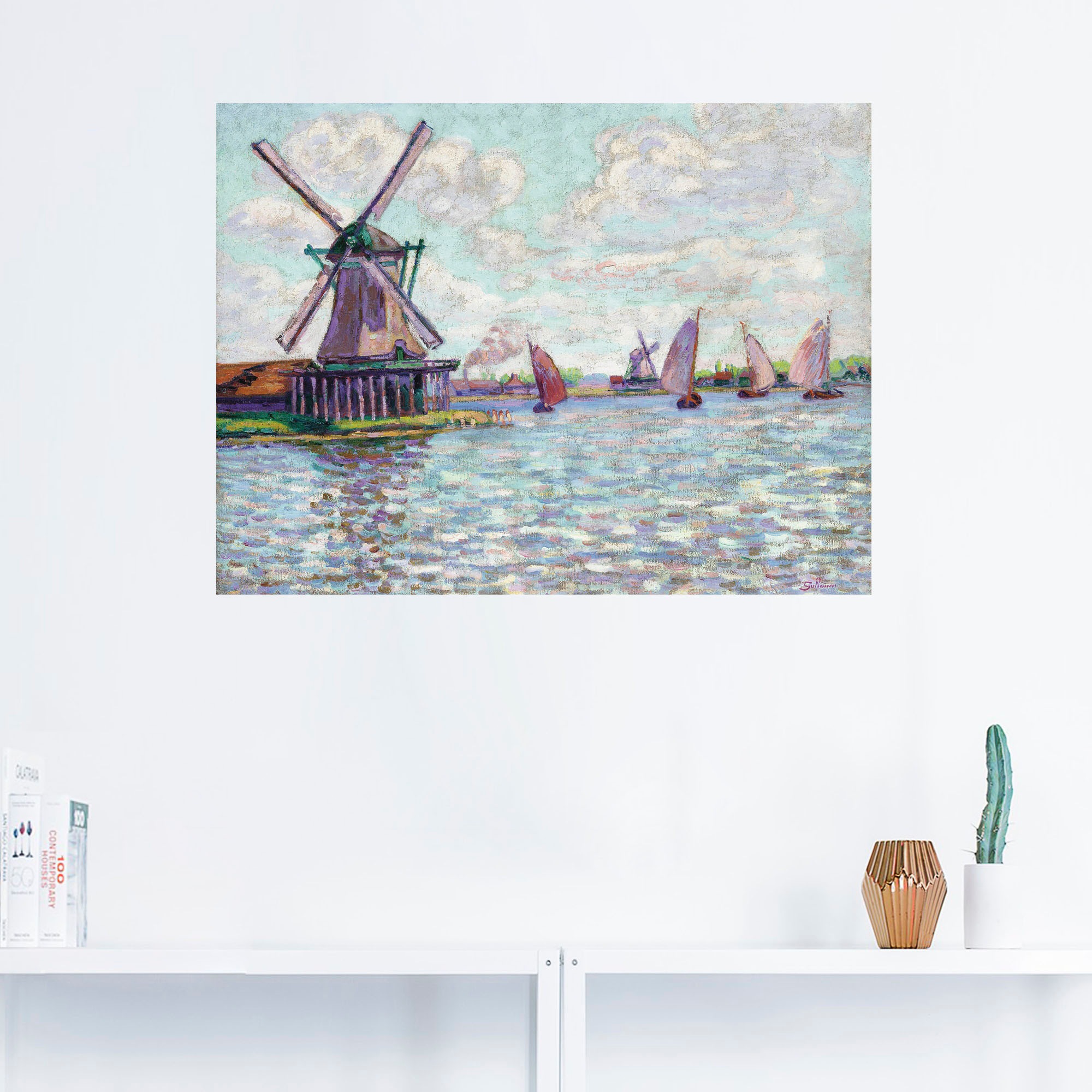 Artland Wandbild »Windmühlen in Holland. Um 1904«, Gebäude, (1 St.), als Leinwandbild, Wandaufkleber oder Poster in versch. Größen