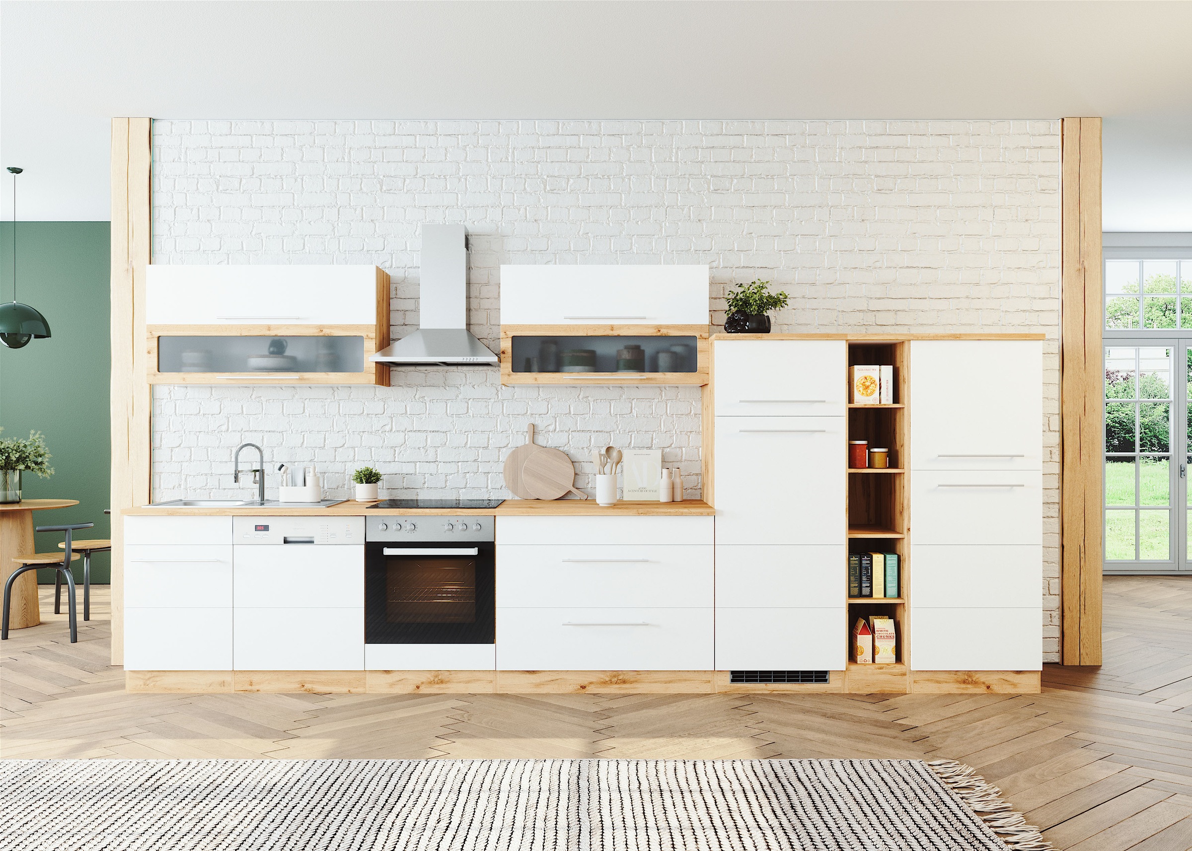 KOCHSTATION Küchenzeile »KS-Wien« Breite 420 cm, wahlweise mit E-Geräten