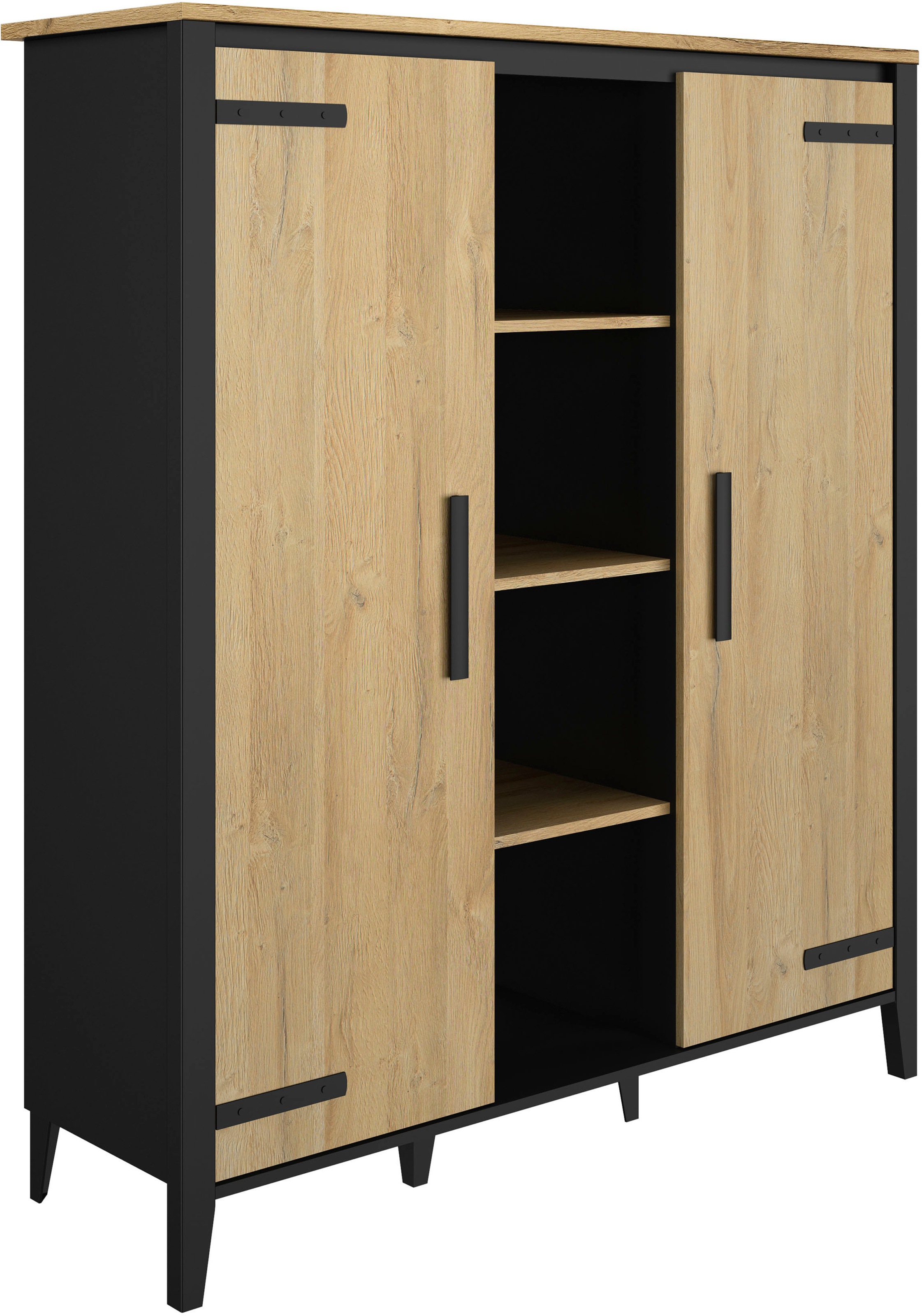 Gami Buffet »Cork« 6 seitliche Regale in schwarz, Größe B/H/T: 136 cm x 160 cm x 45 cm