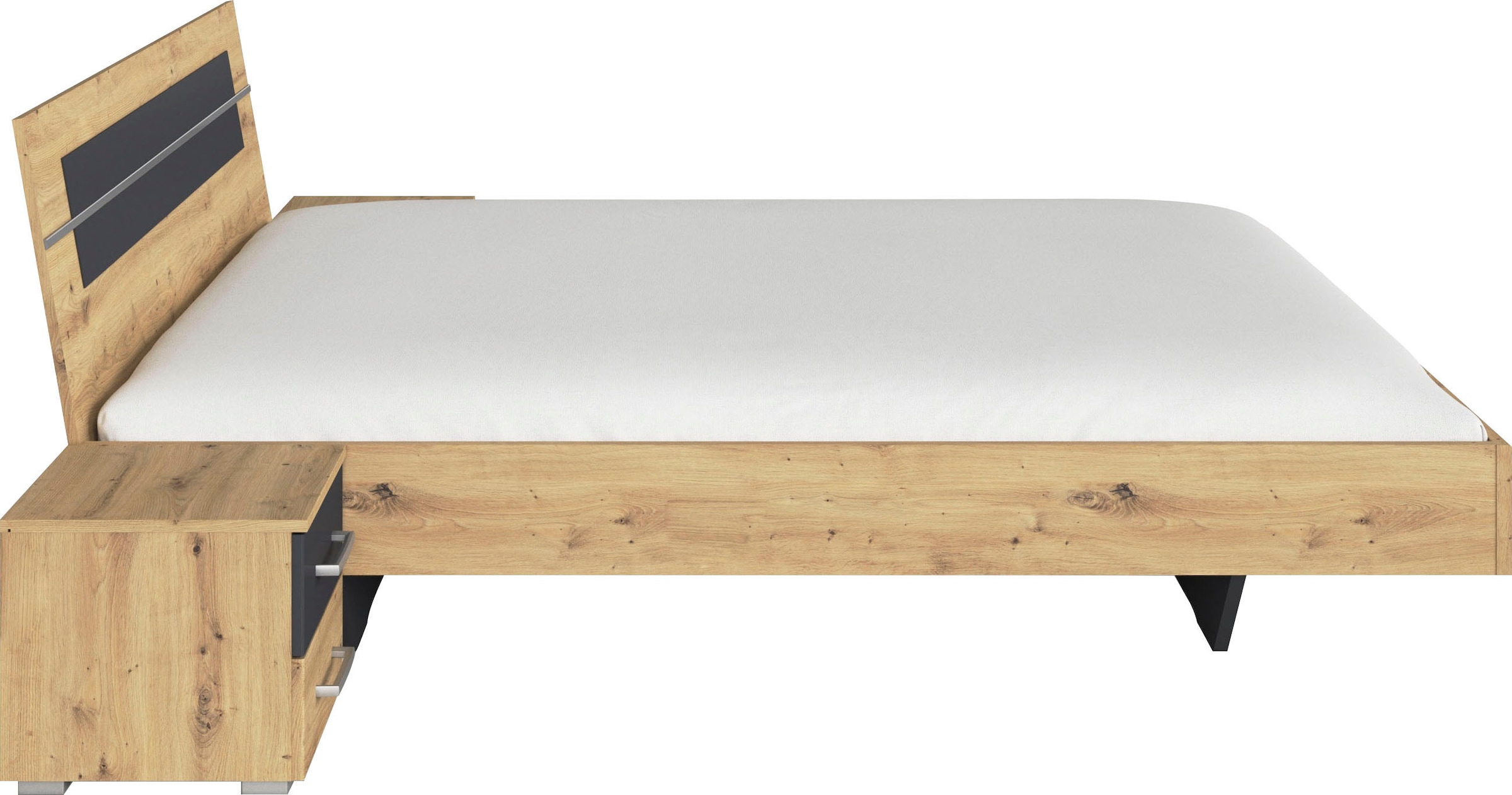 rauch Bettanlage »Doppelbett Futonbett BURANO in schwebender Optik«, (Set, 3 tlg.), und abgesetztem Kopfteil mit 2 Nachttischen MADE IN GERMANY