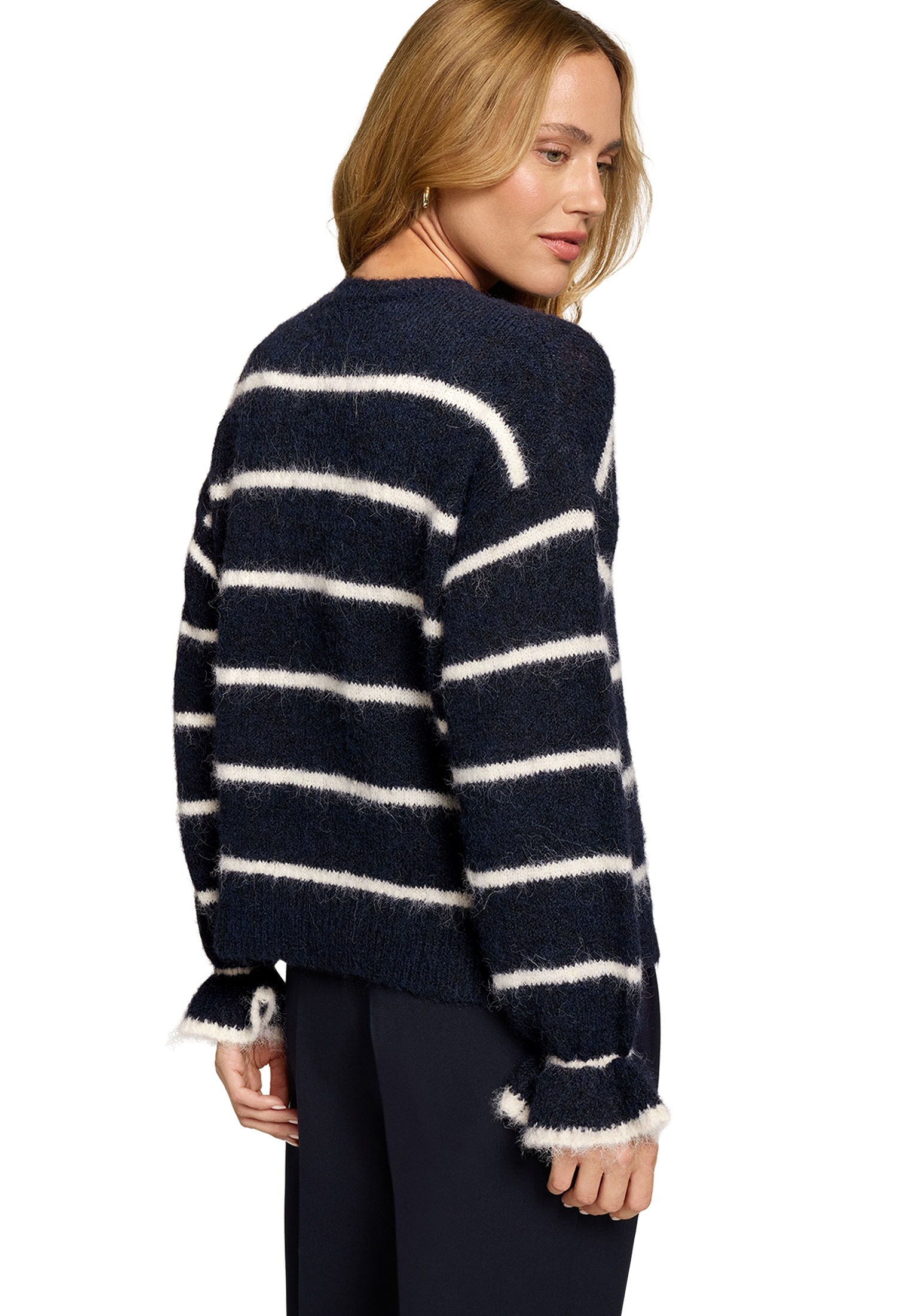 Zero Rundhalspullover »Pullover gestreift mit Wolle«