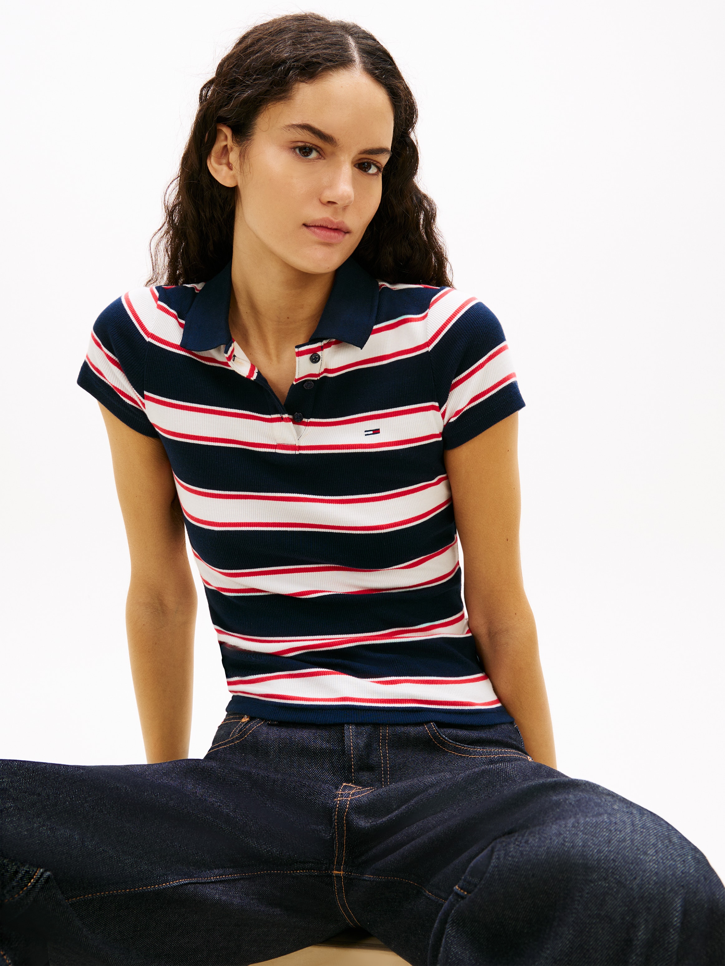 Tommy Jeans Poloshirt »TJW SLIM RIB SS POLO« mit gerippter Struktur