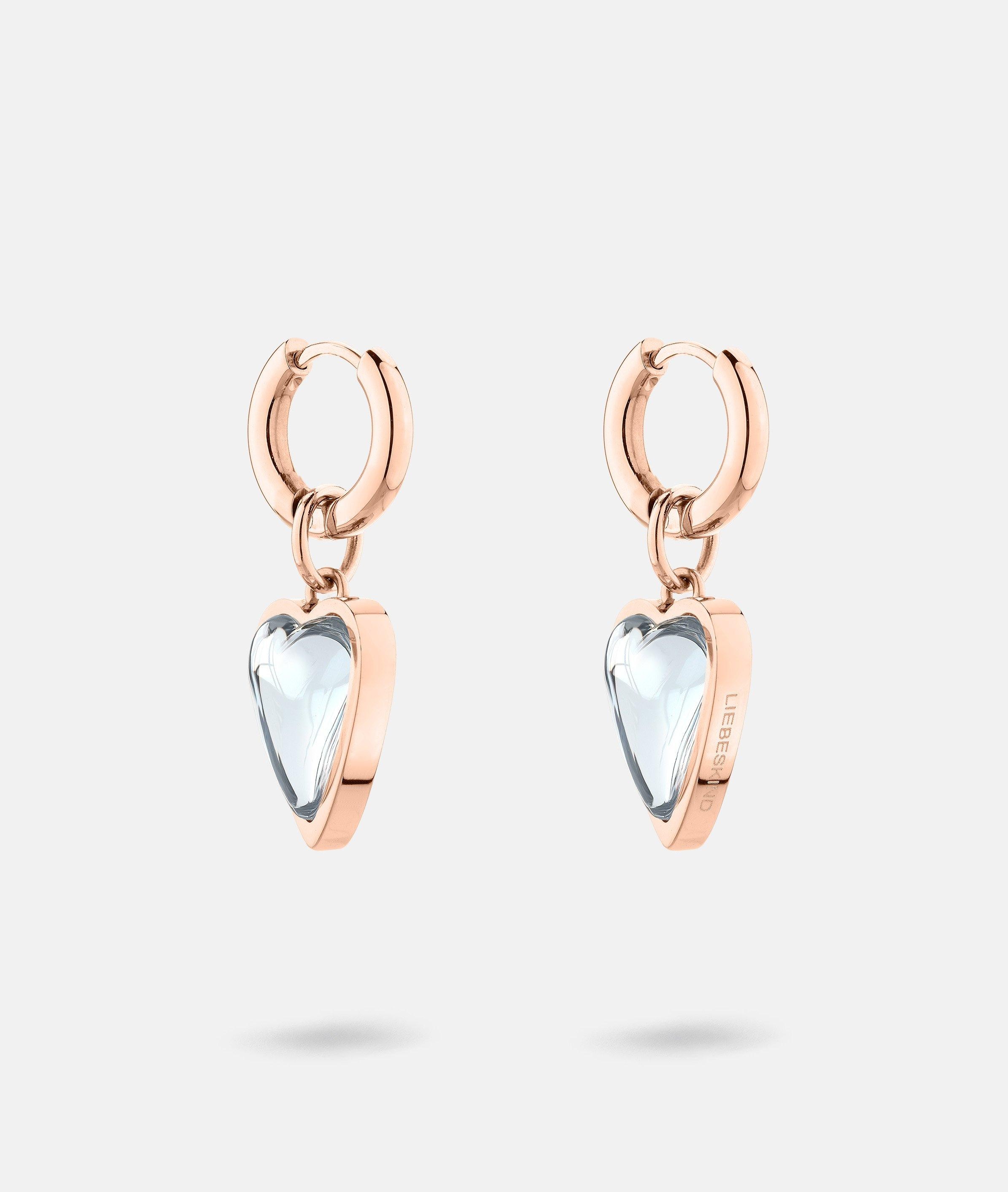Liebeskind Berlin Paar Creolen »Schmuck Ohrringe mit abnehmbaren Herz-Einhängern Glass Heart« mit Glasstein