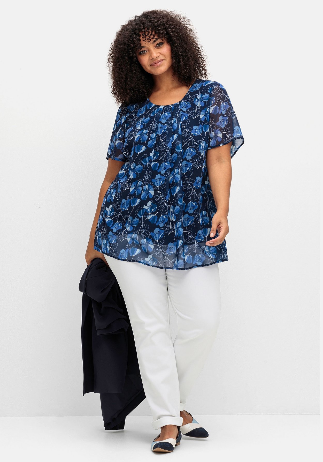Sheego Longtunika »Chiffontunika im Lagenlook, mit Blütenprint«