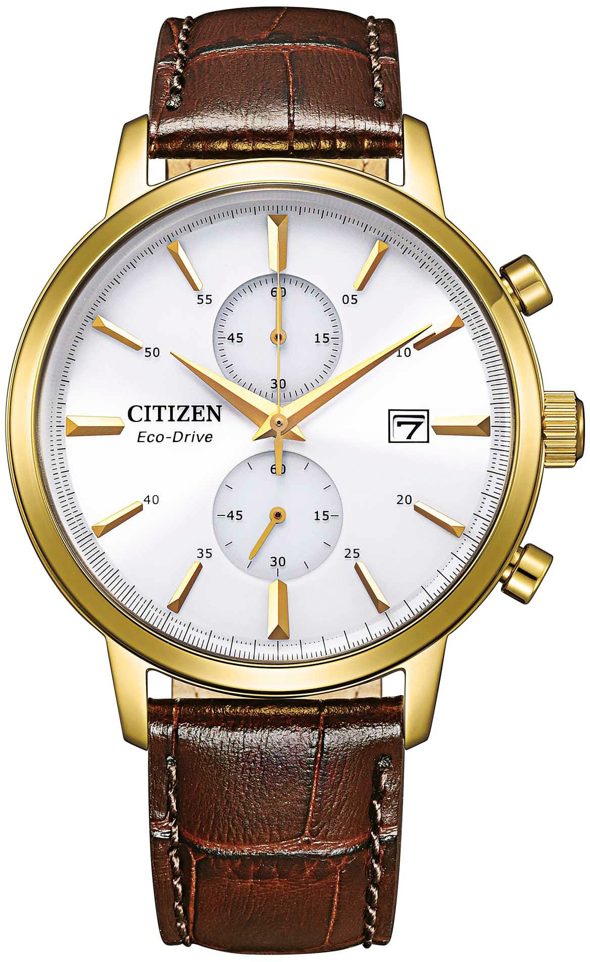 Citizen Chronograph, Armbanduhr, Herrenuhr, Solar, Stoppfunktion, Lederarmband